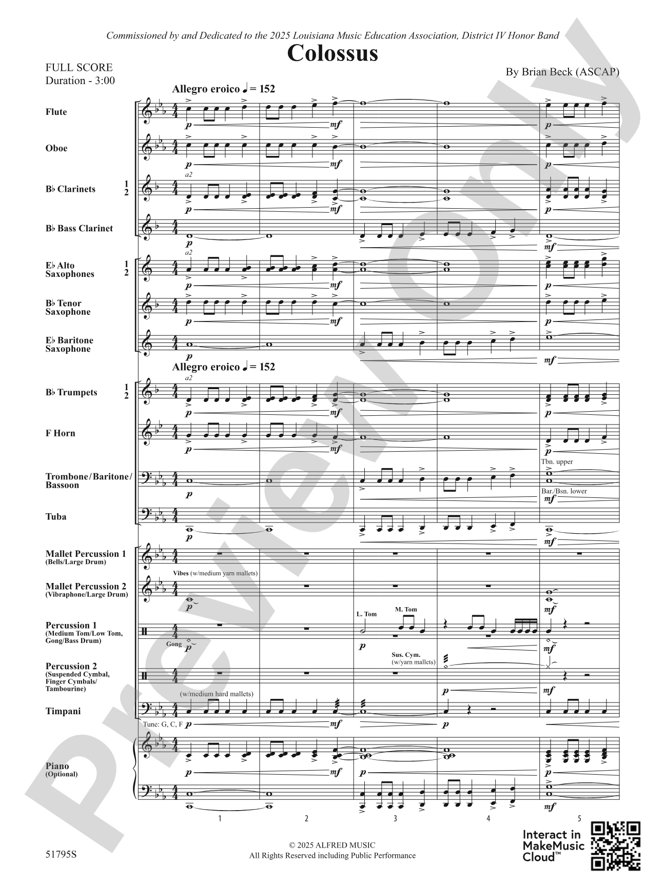 Colossus: Concert Band Conductor Score & Parts