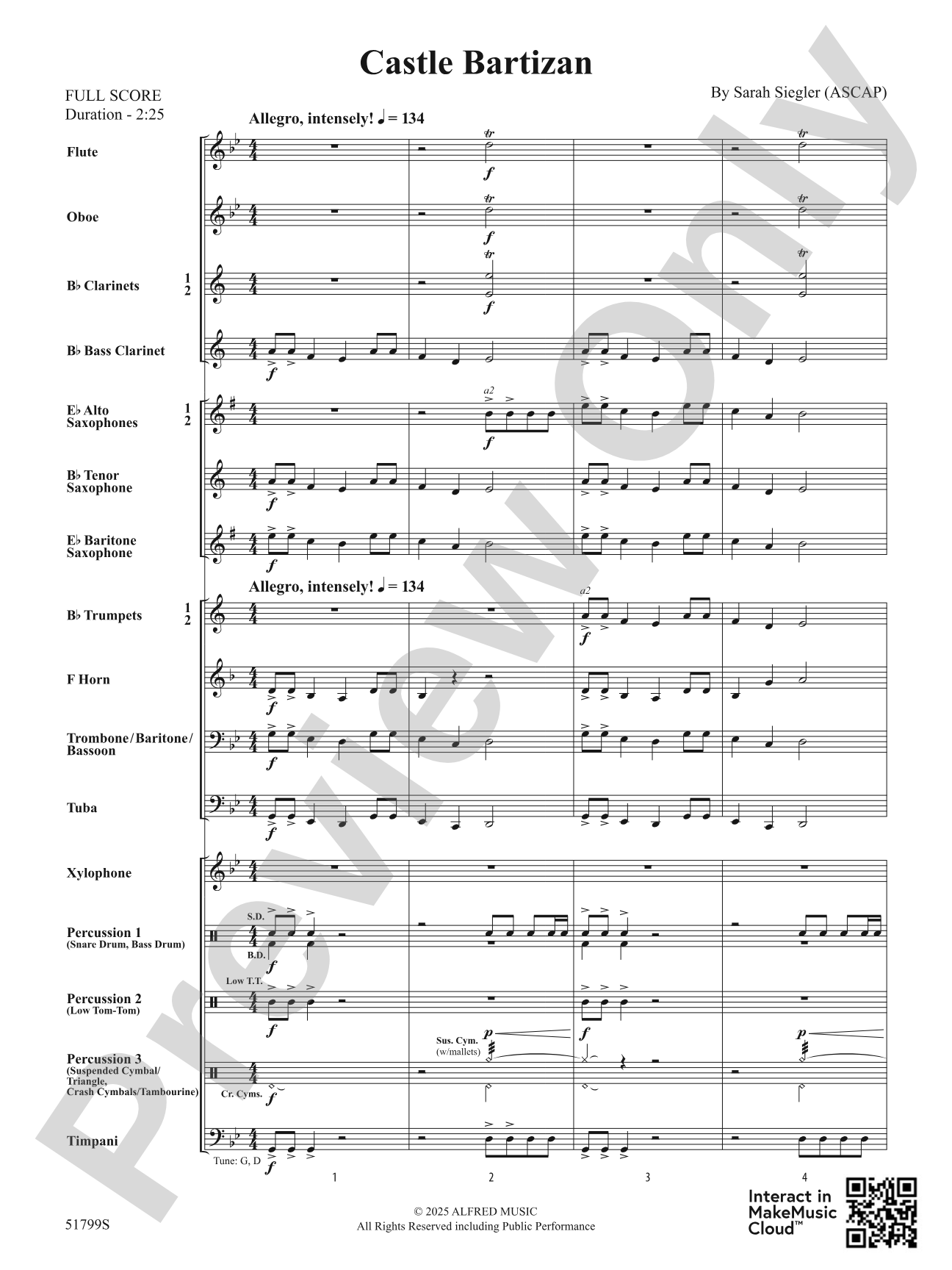 Castle Bartizan: Concert Band Conductor Score & Parts