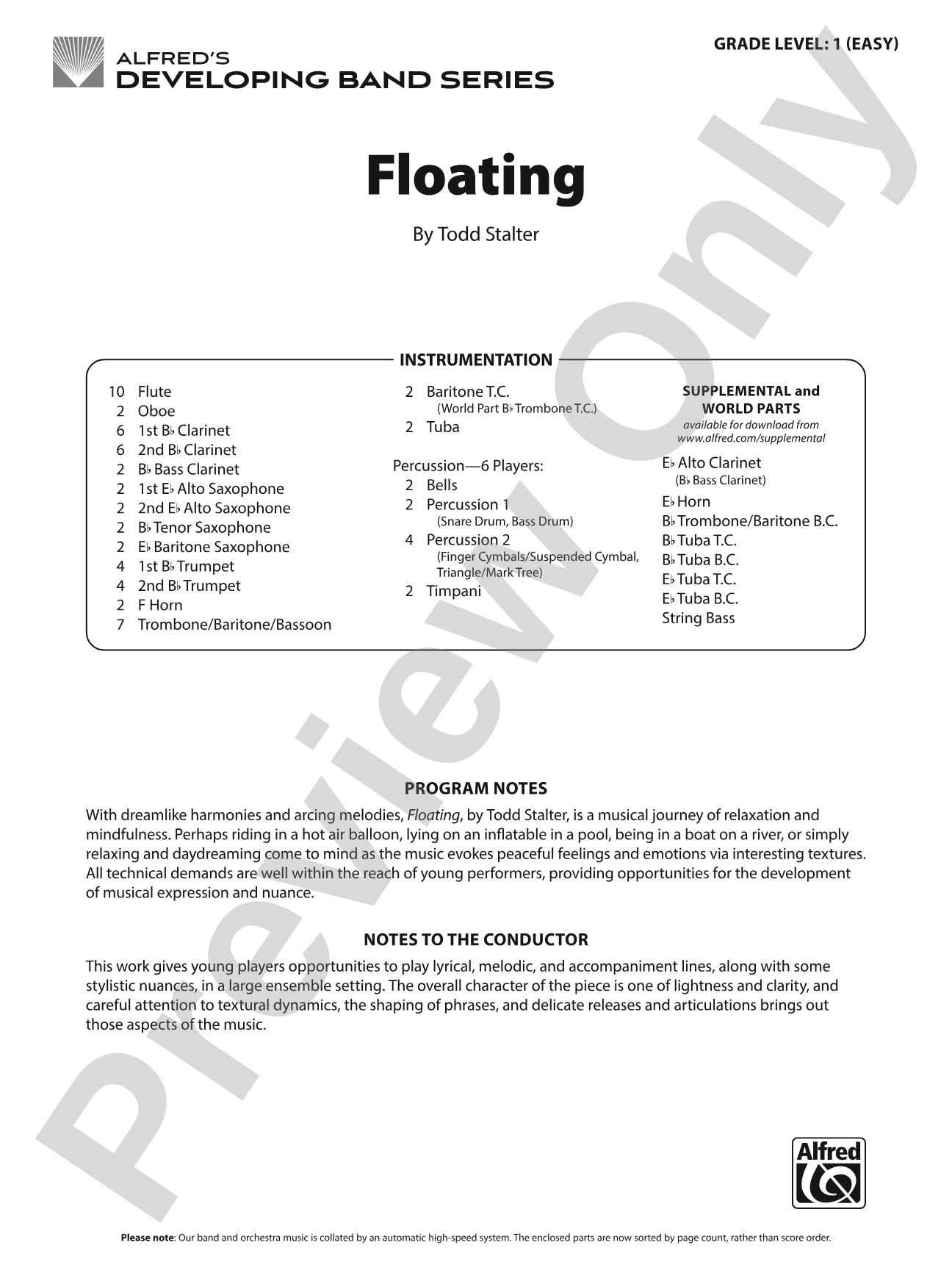 Floating: Concert Band Conductor Score & Parts