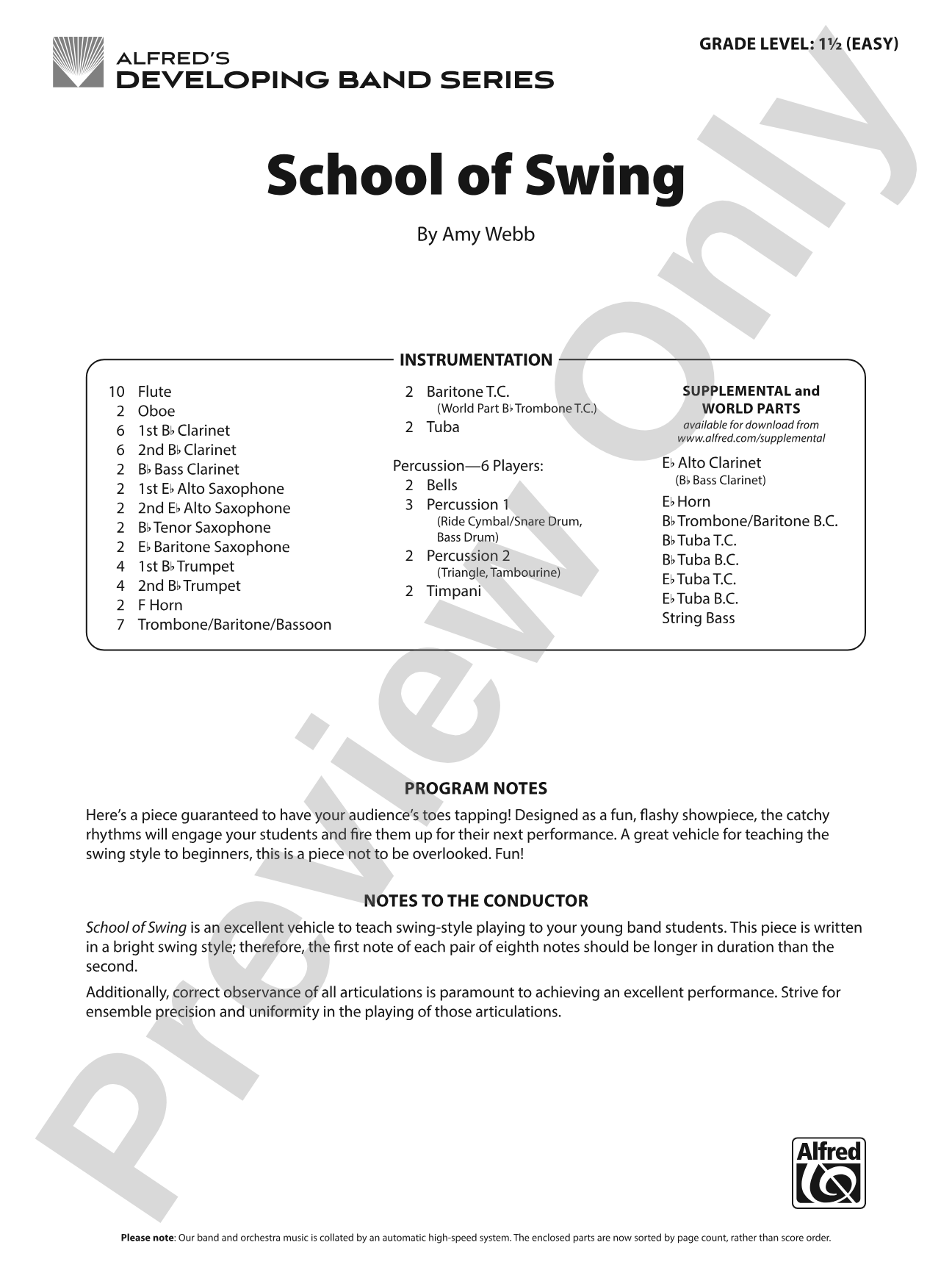School of Swing: Score
