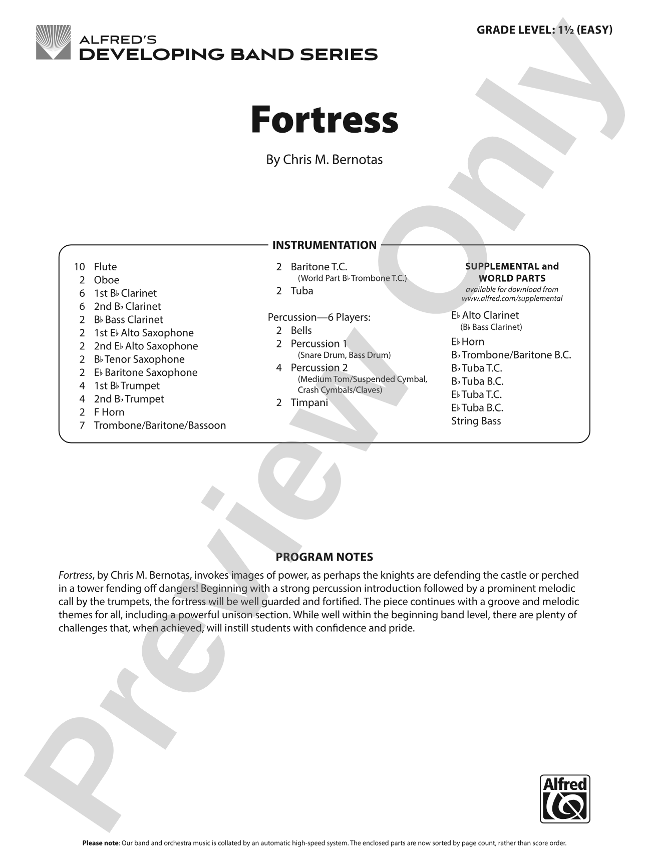 Fortress: Concert Band Conductor Score & Parts