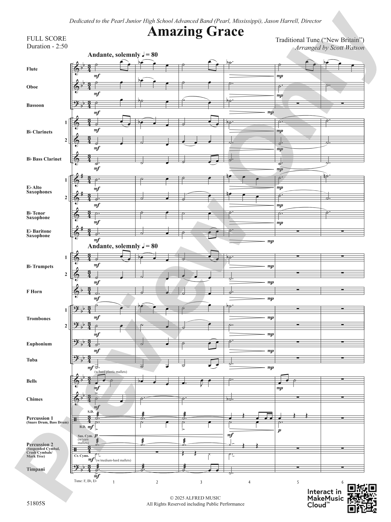 Amazing Grace: Concert Band Conductor Score & Parts