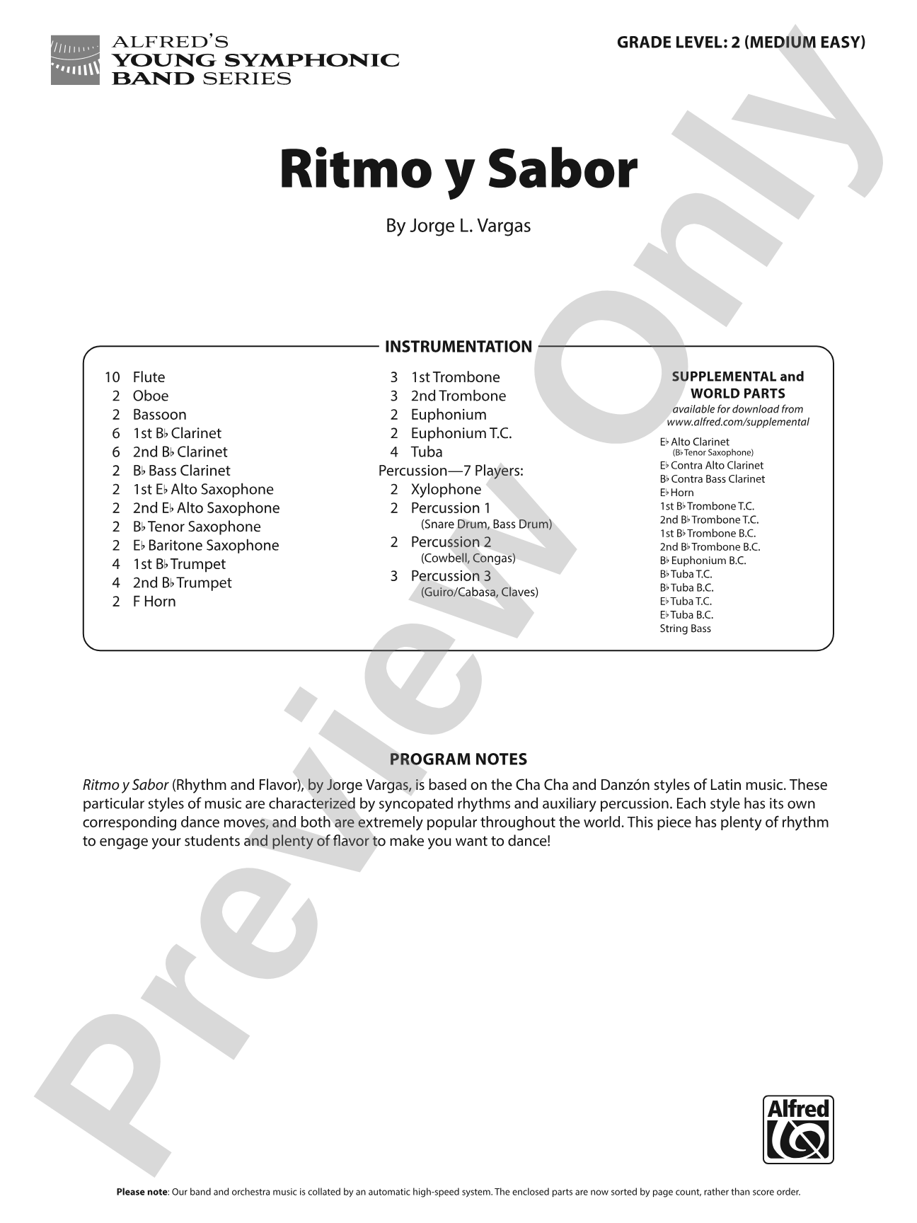 Ritmo y Sabor: Concert Band Conductor Score & Parts