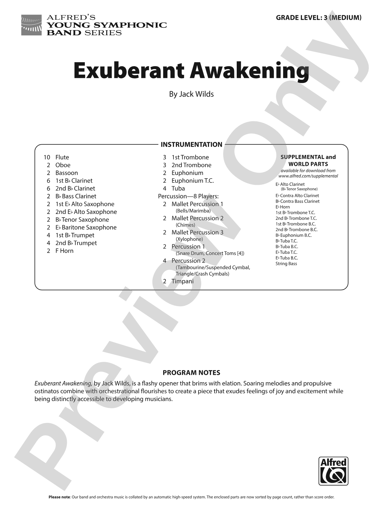 Exuberant Awakening: Concert Band Conductor Score & Parts