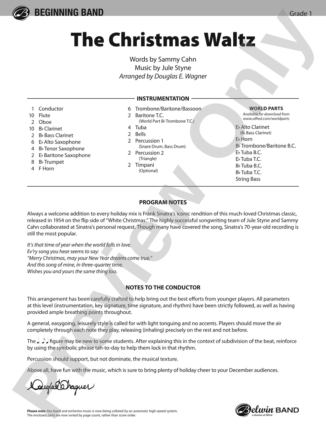 The Christmas Waltz: Concert Band Conductor Score & Parts
