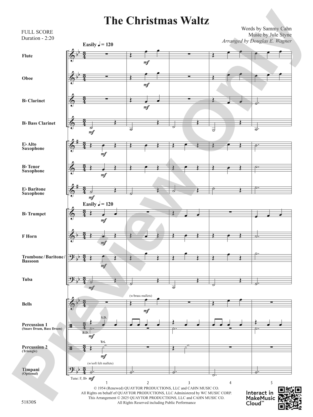 The Christmas Waltz: Concert Band Conductor Score & Parts