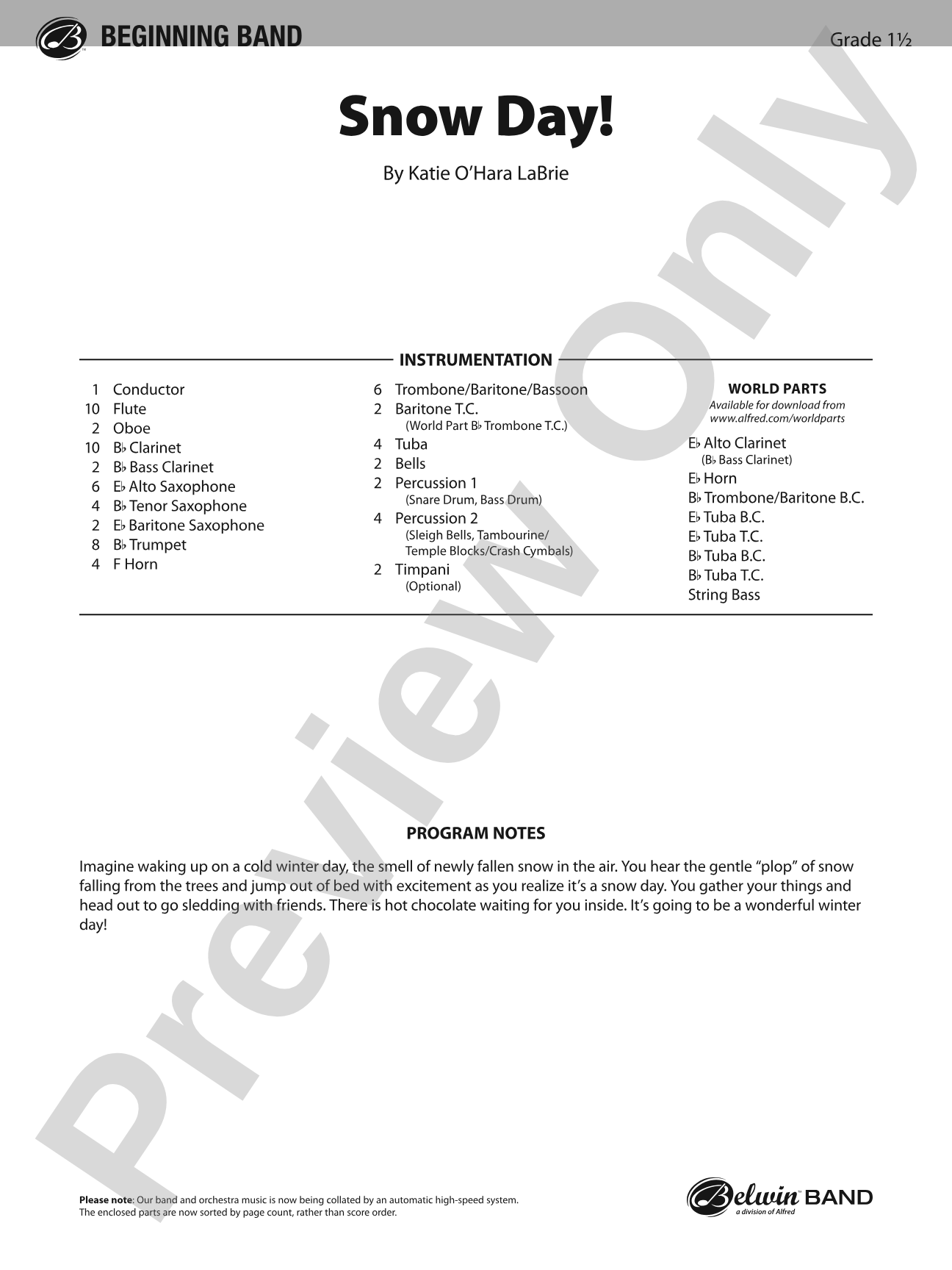 Snow Day!: Concert Band Conductor Score & Parts