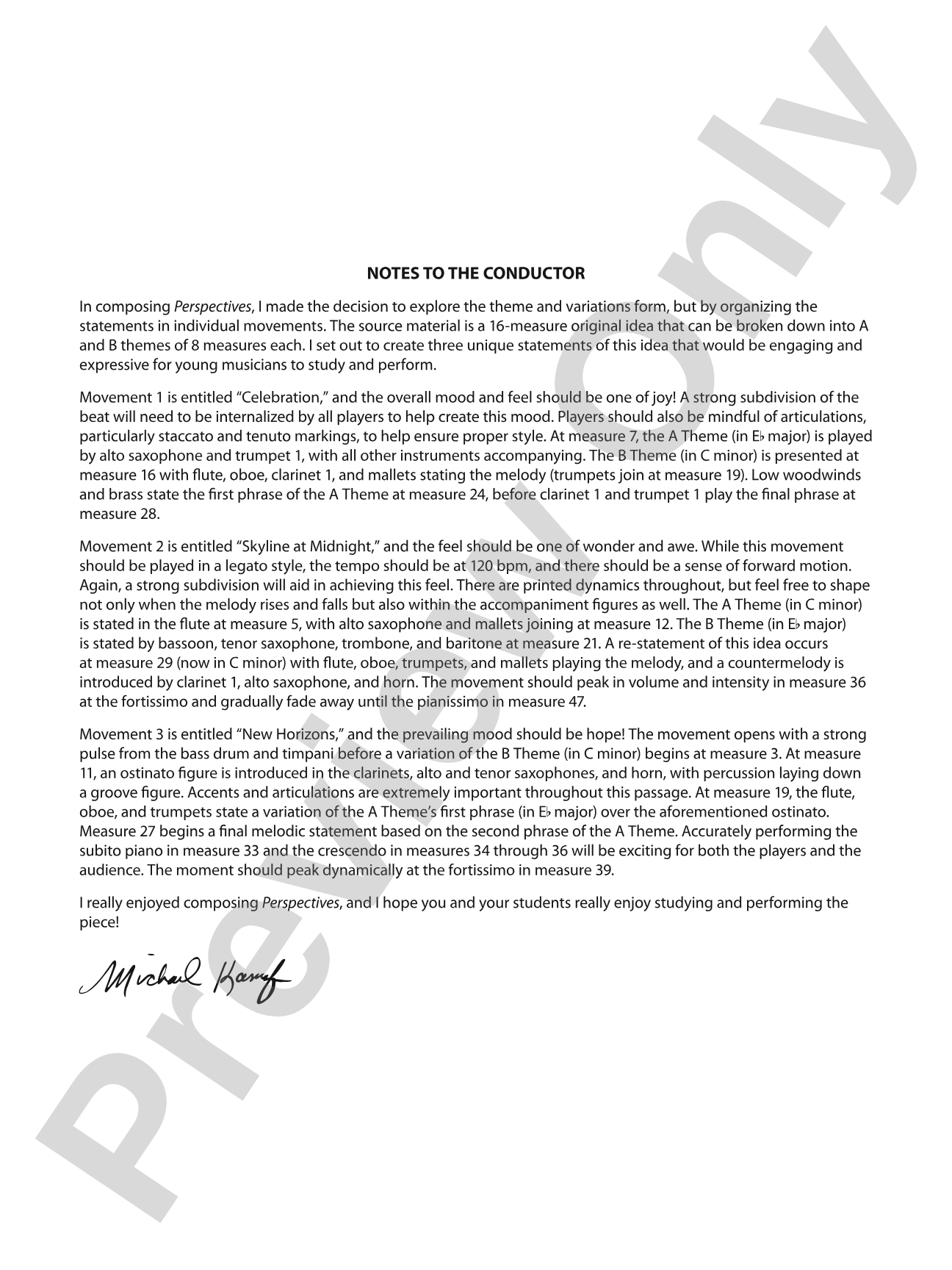 Perspectives: Concert Band Conductor Score & Parts