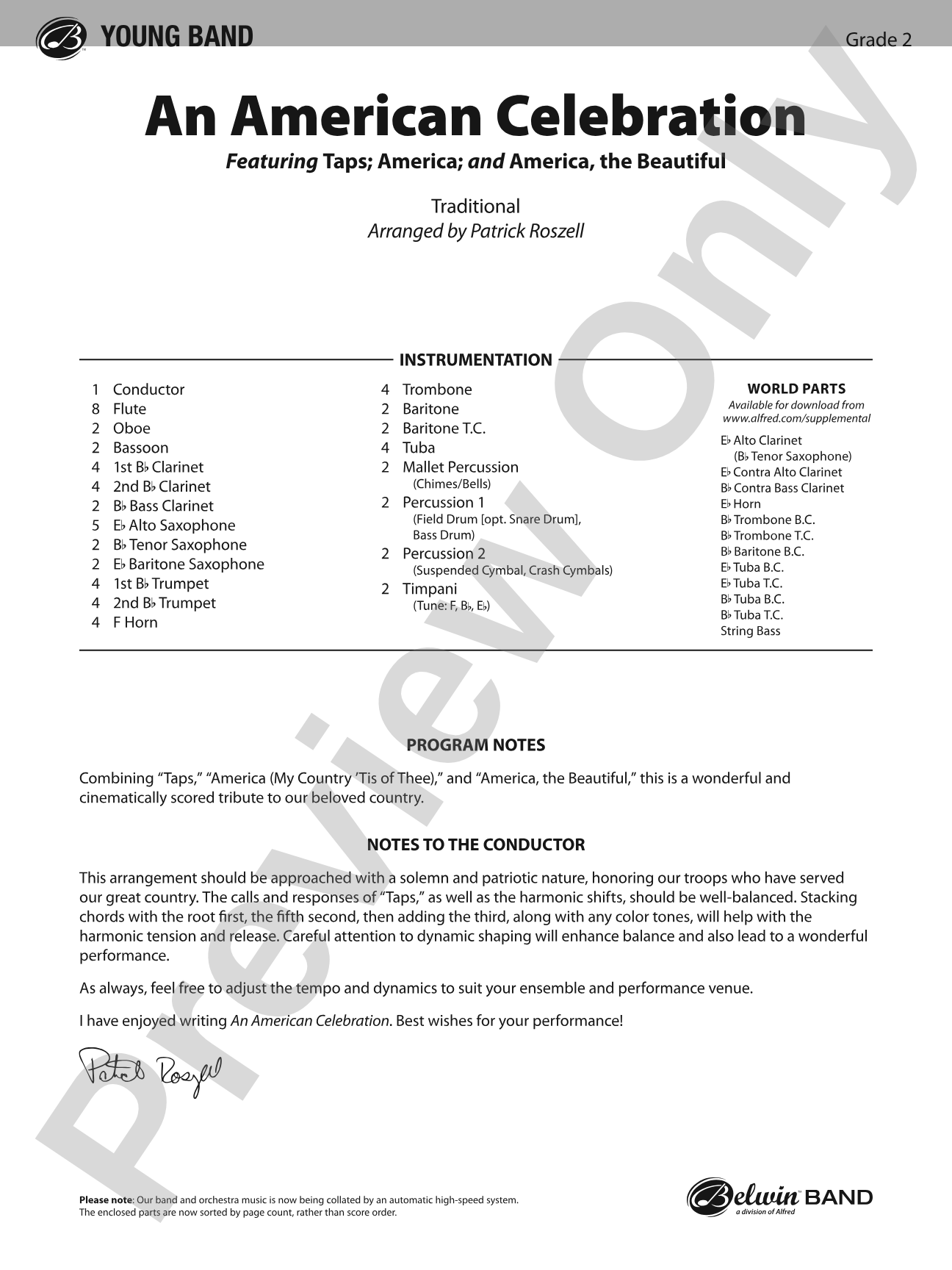 An American Celebration: Concert Band Conductor Score & Parts