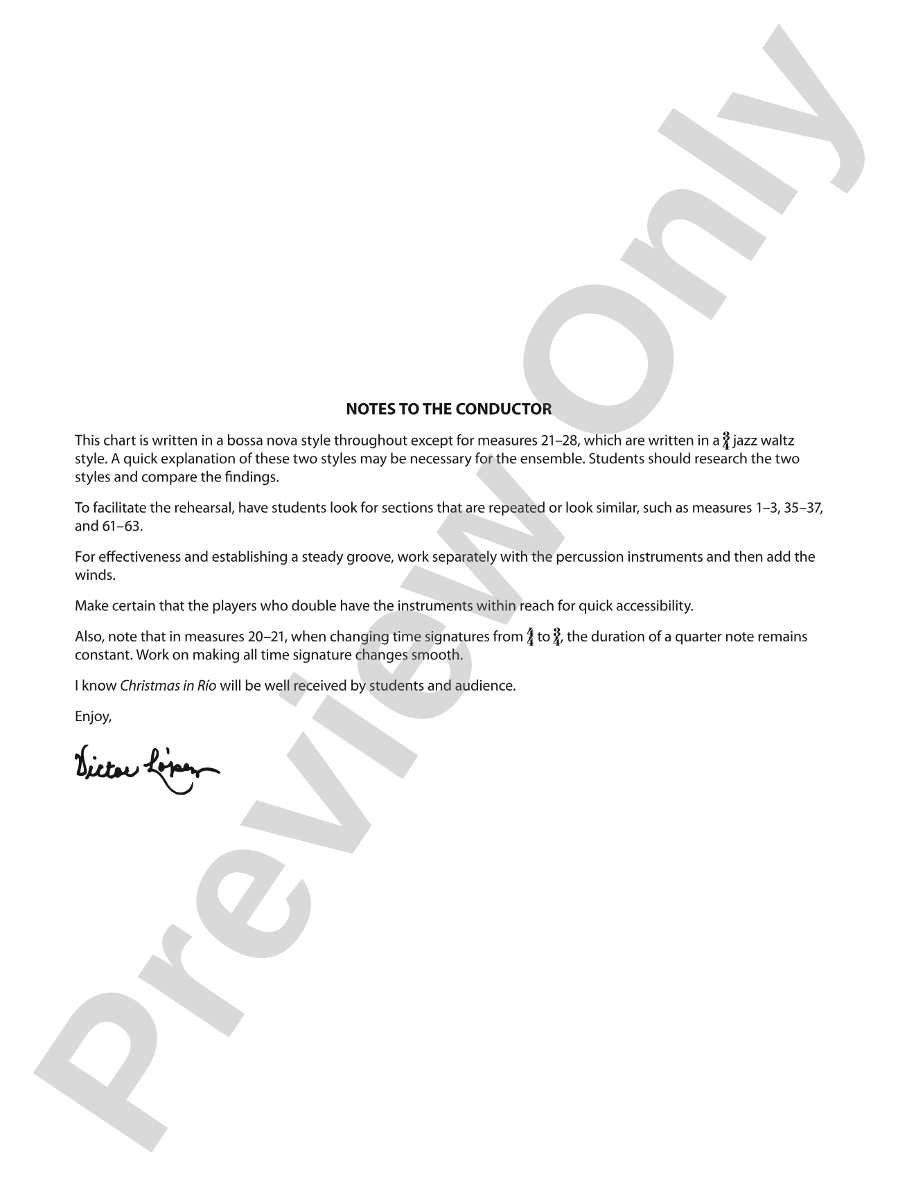 Christmas in Río: Concert Band Conductor Score & Parts