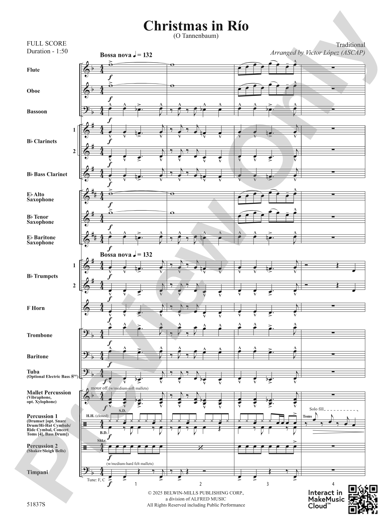Christmas in Río: Concert Band Conductor Score & Parts