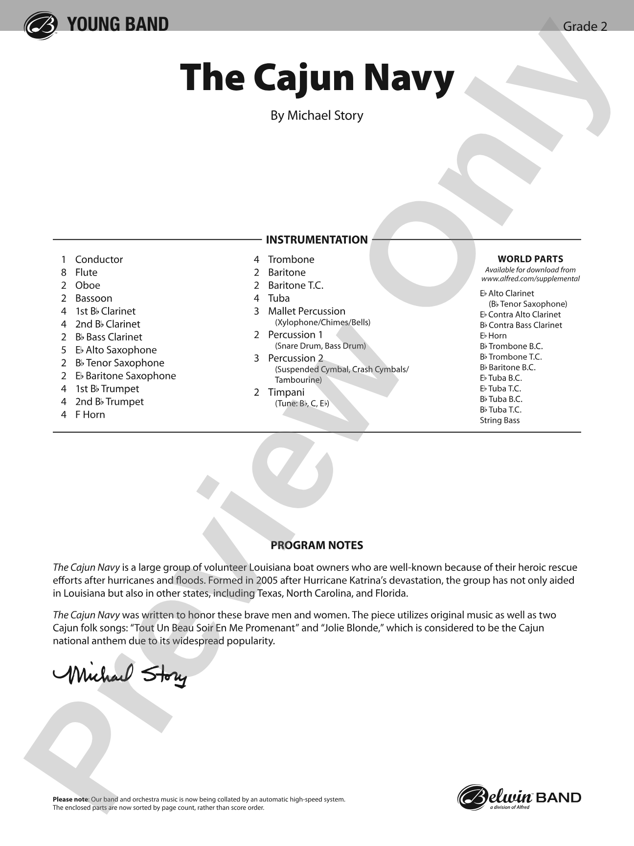 The Cajun Navy: Concert Band Conductor Score & Parts