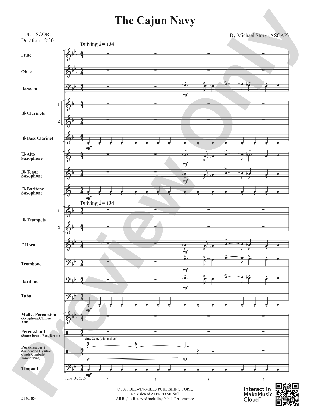 The Cajun Navy: Concert Band Conductor Score & Parts