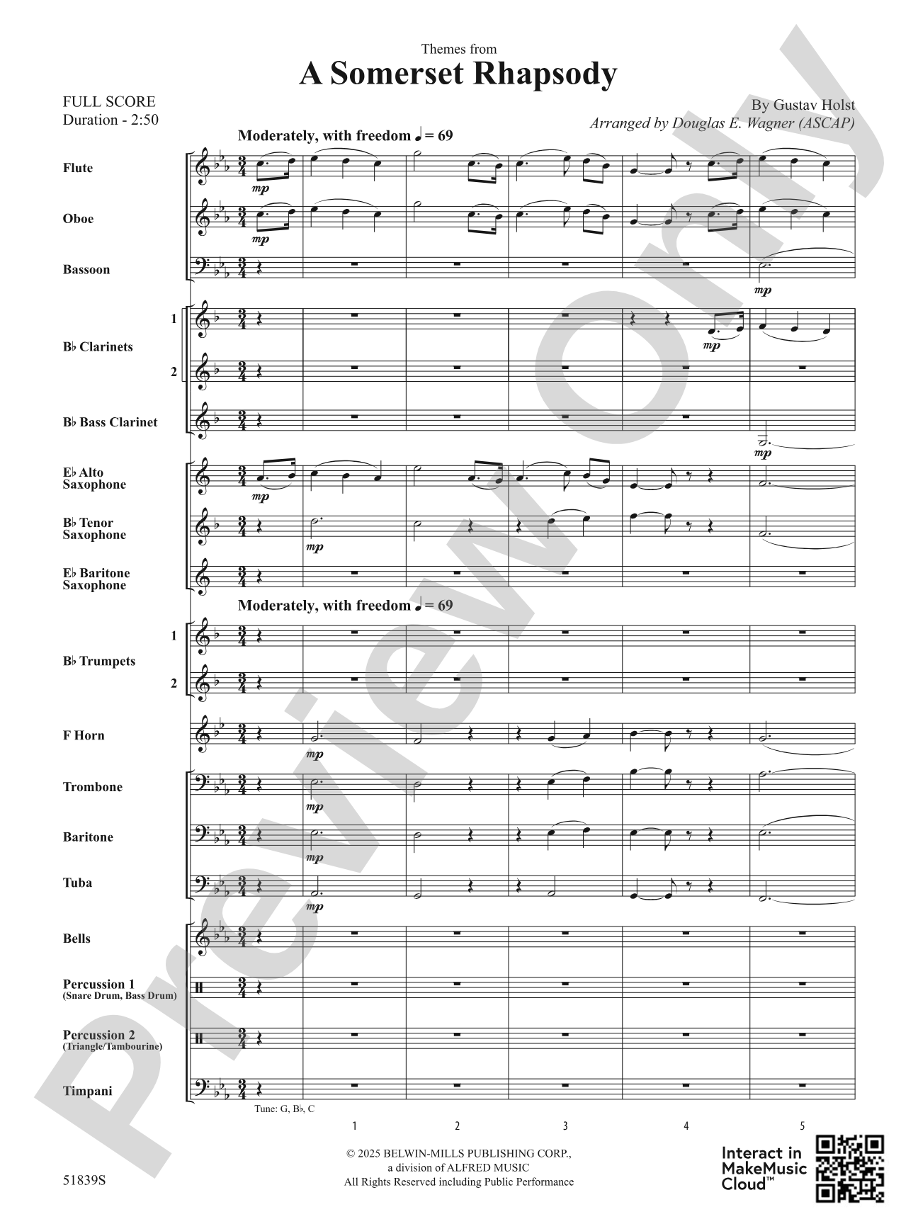 A Somerset Rhapsody: Concert Band Conductor Score & Parts
