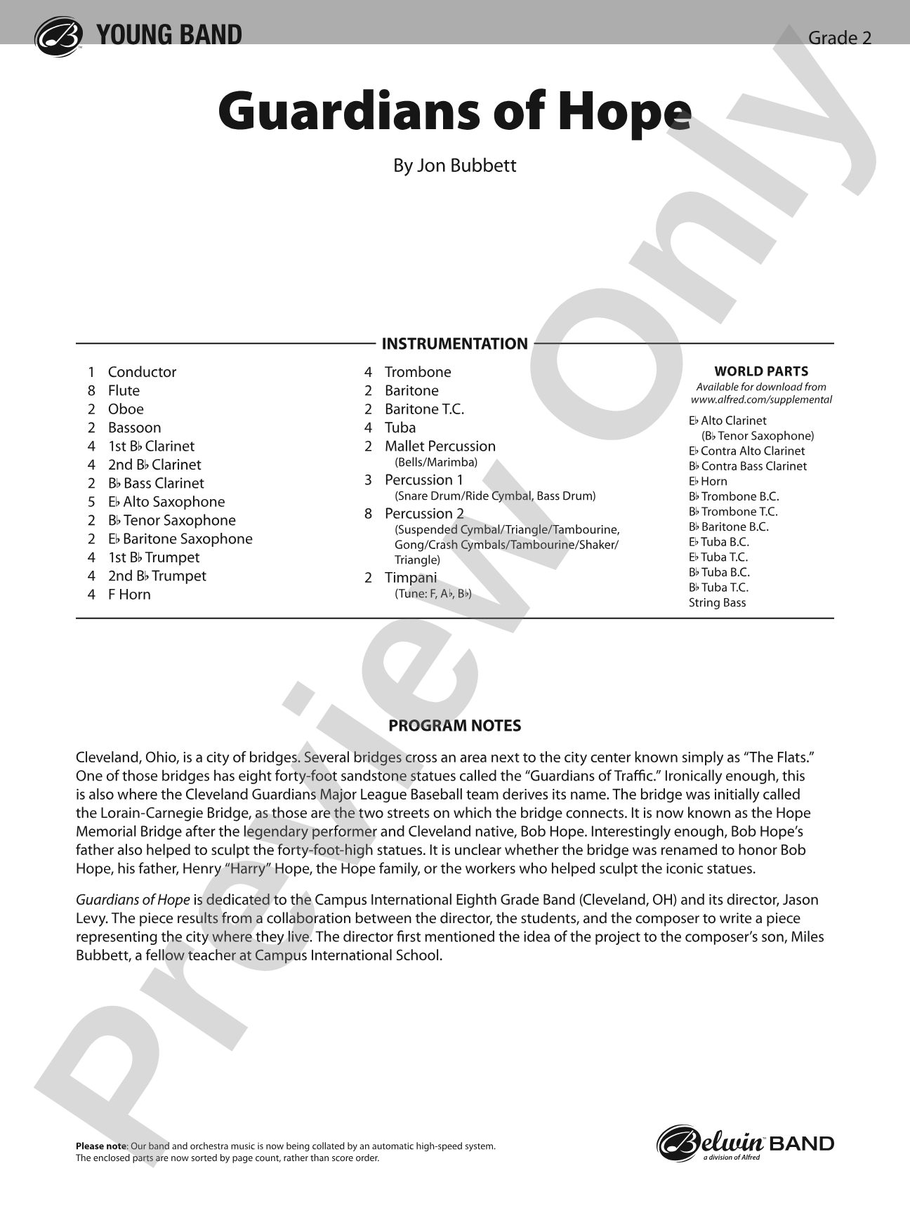 Guardians of Hope: Concert Band Conductor Score & Parts