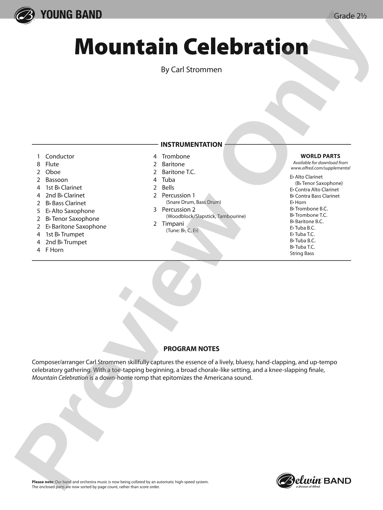 Mountain Celebration: Concert Band Conductor Score & Parts