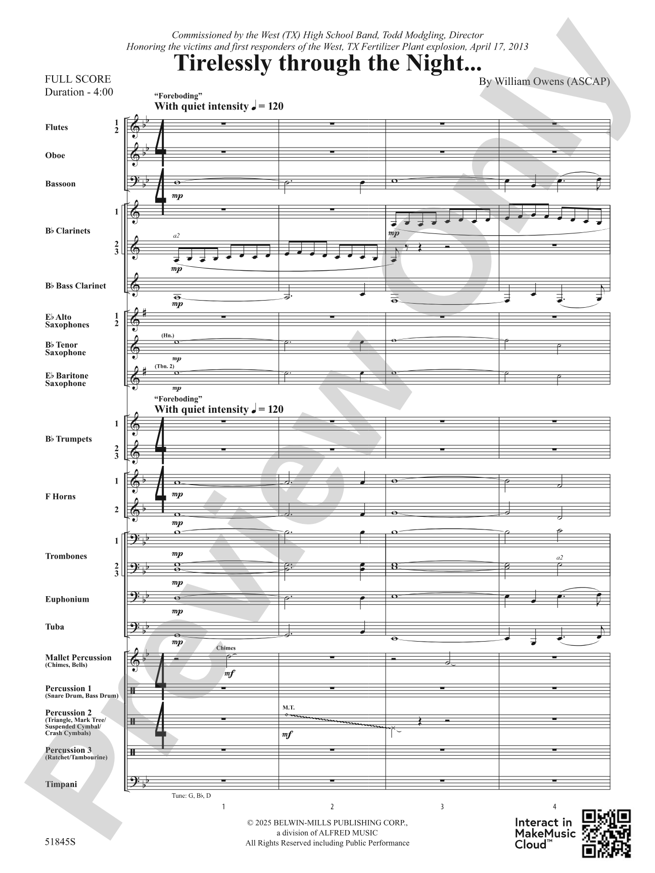 Tirelessly Through the Night...: Concert Band Conductor Score & Parts