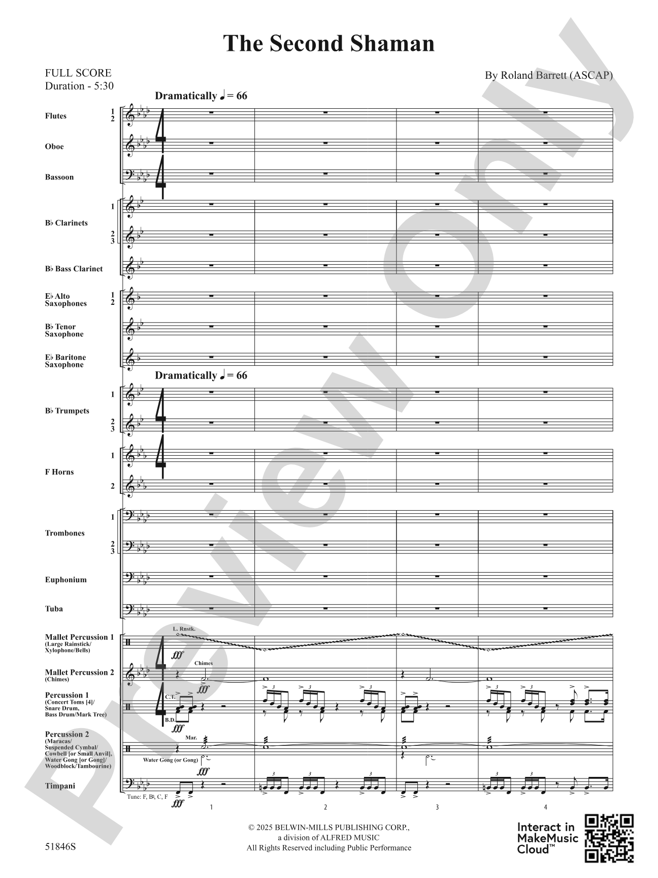The Second Shaman: Concert Band Conductor Score & Parts