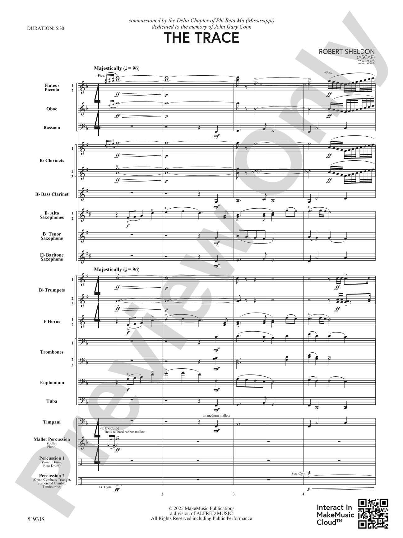 The Trace: Concert Band Conductor Score & Parts