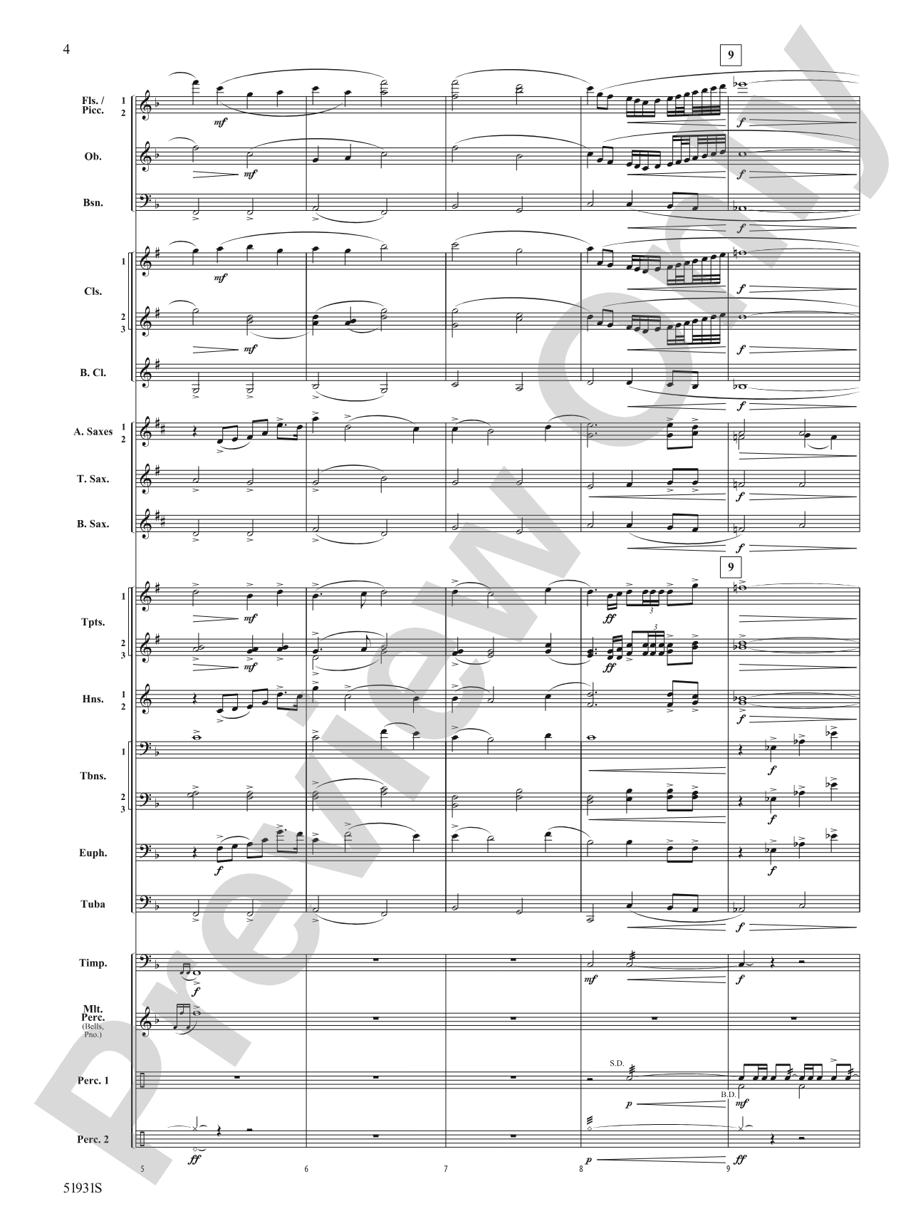 The Trace: Concert Band Conductor Score & Parts