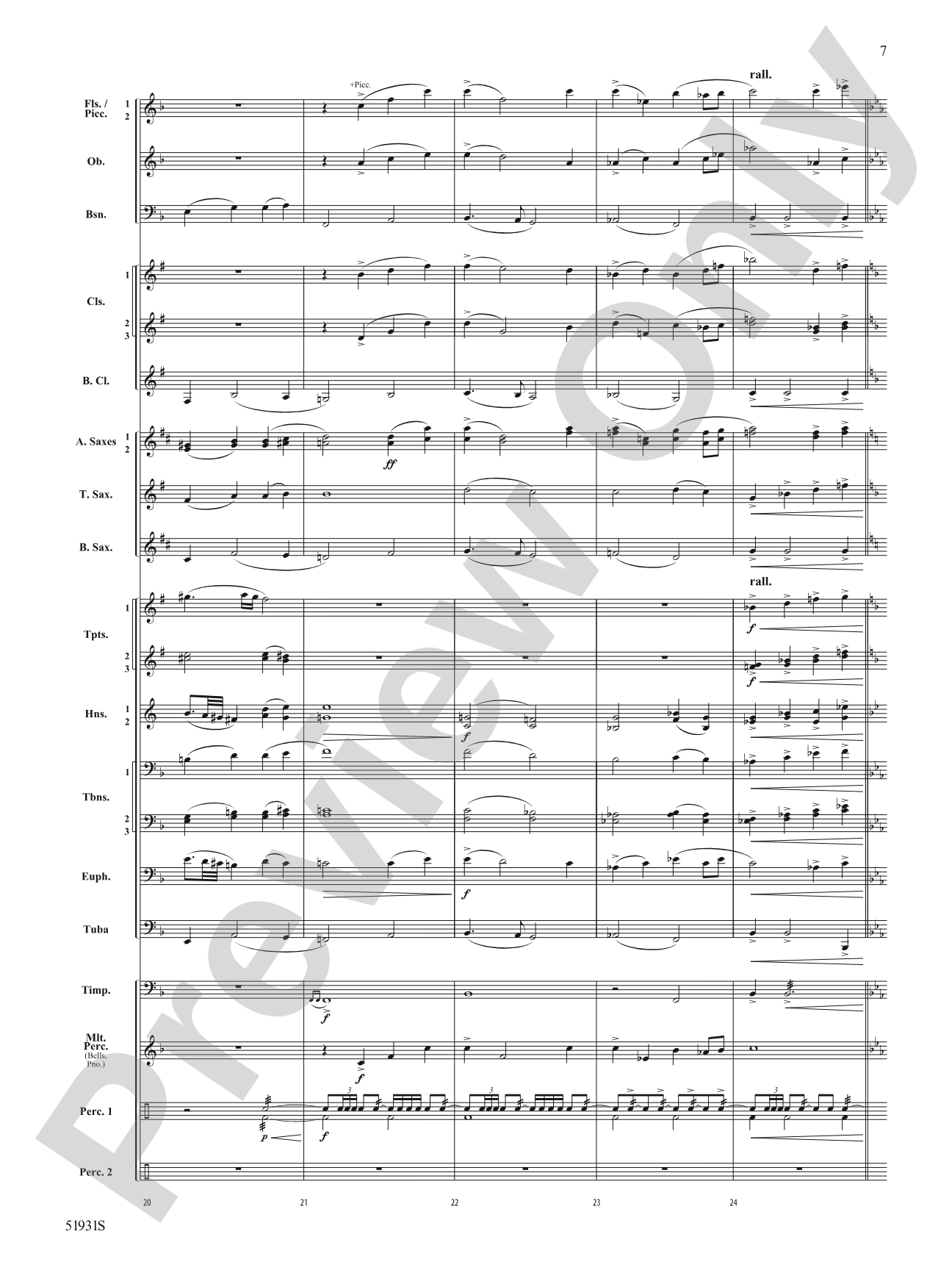 The Trace: Concert Band Conductor Score & Parts