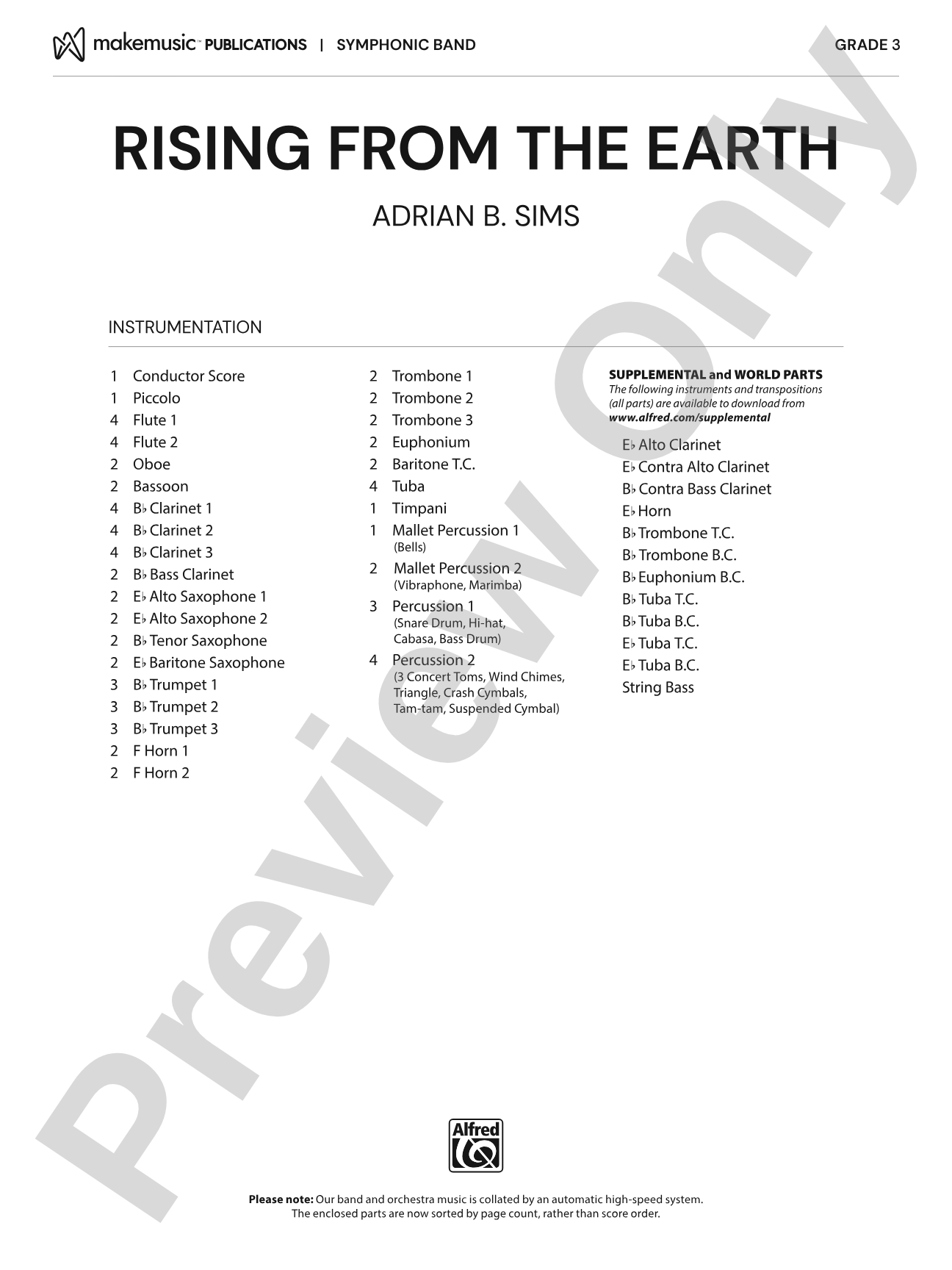 Rising From the Earth: Concert Band Conductor Score & Parts