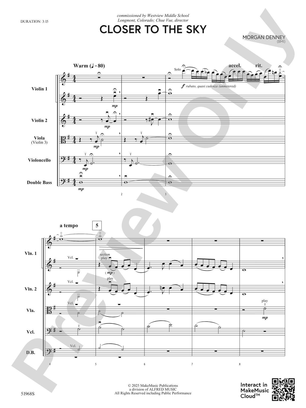 Closer to the Sky: String Orchestra Conductor Score & Parts