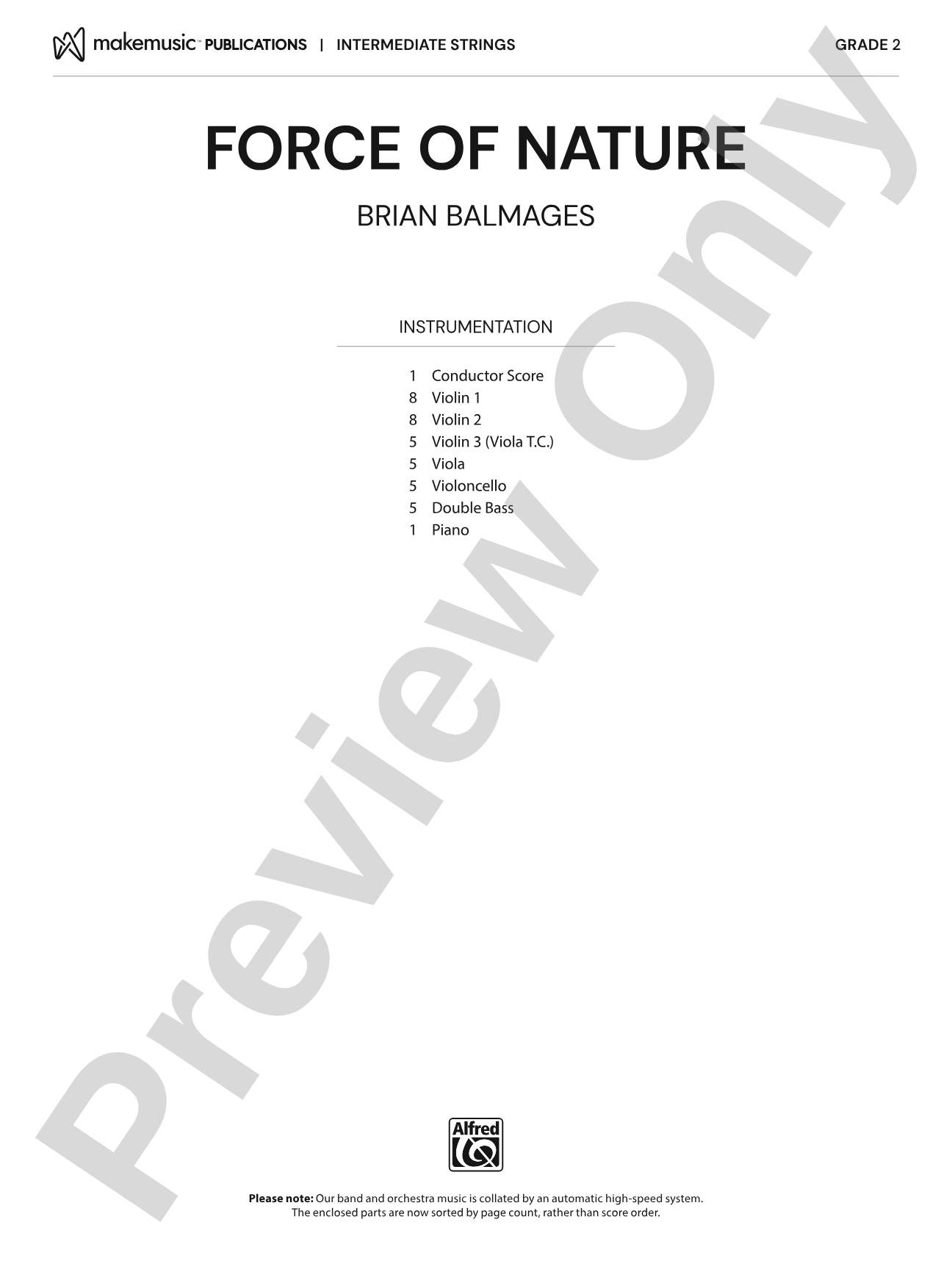 Force of Nature: String Orchestra Conductor Score & Parts