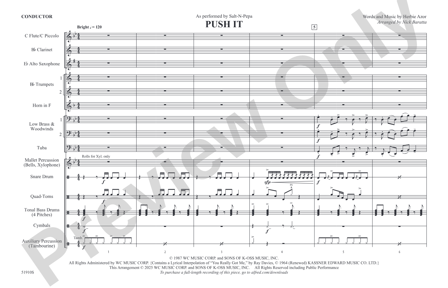 Push It: Marching Band Conductor Score & Parts