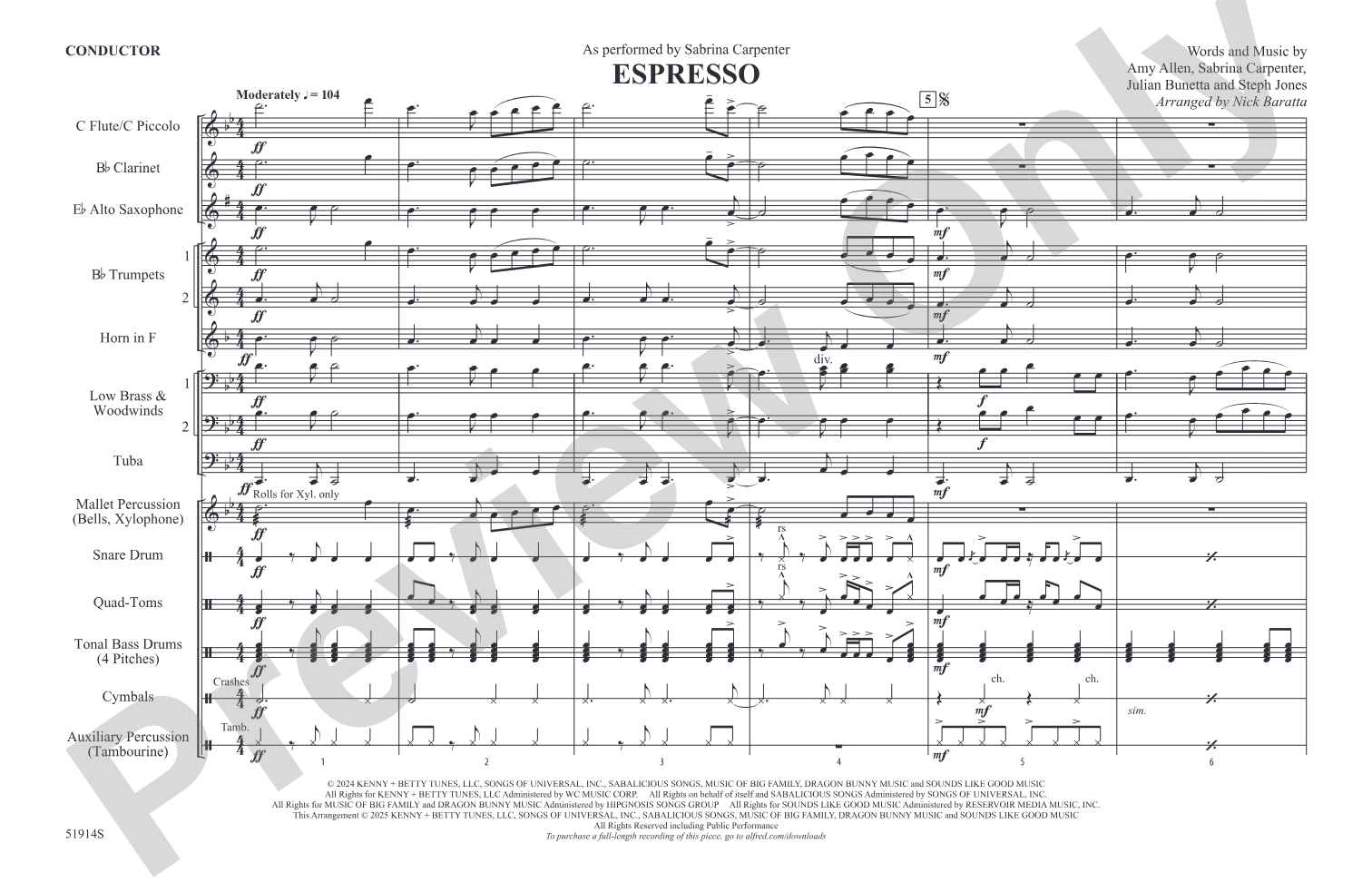 Espresso: Marching Band Conductor Score & Parts