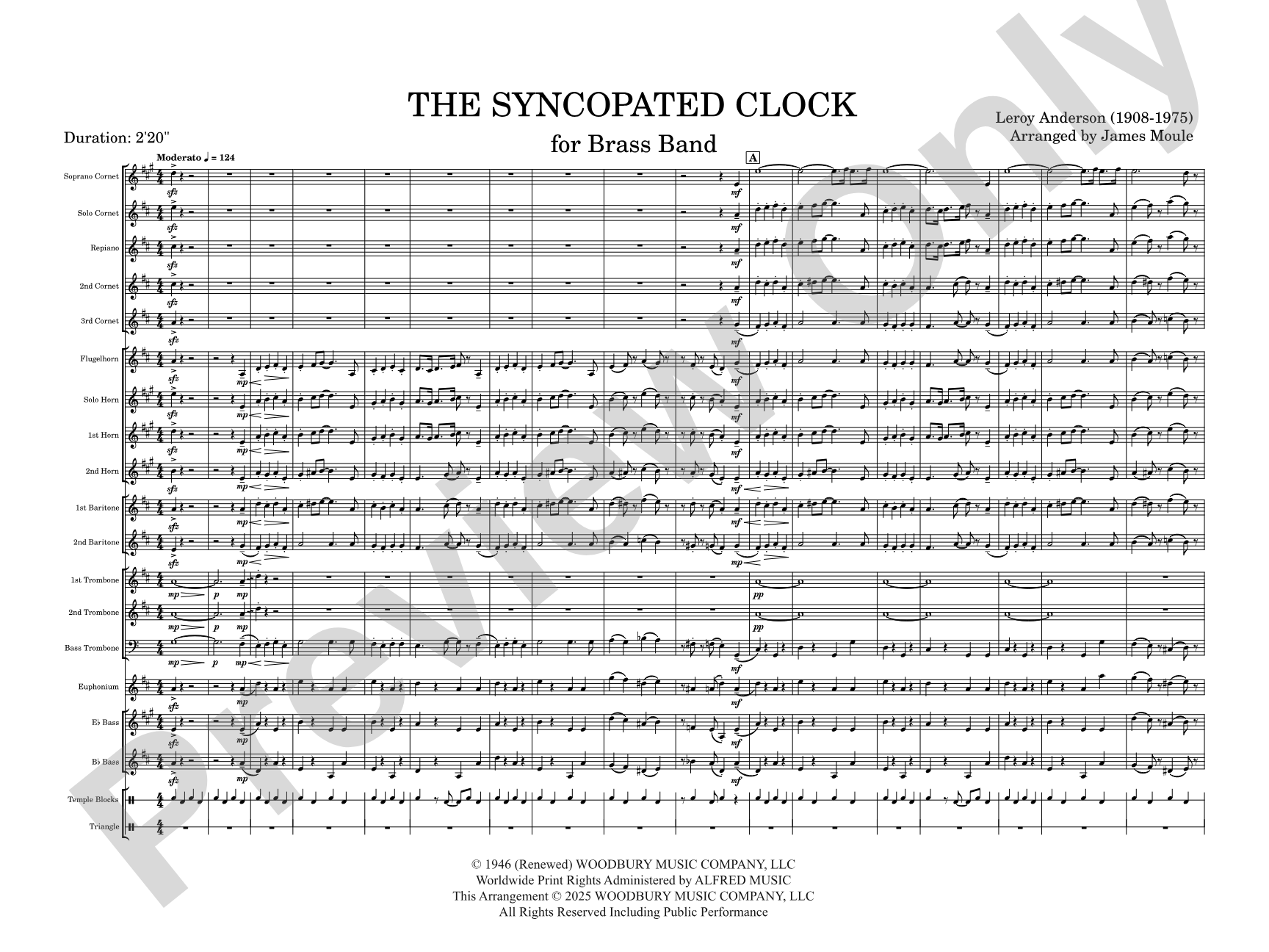 The Syncopated Clock: Brass Band Score & Parts
