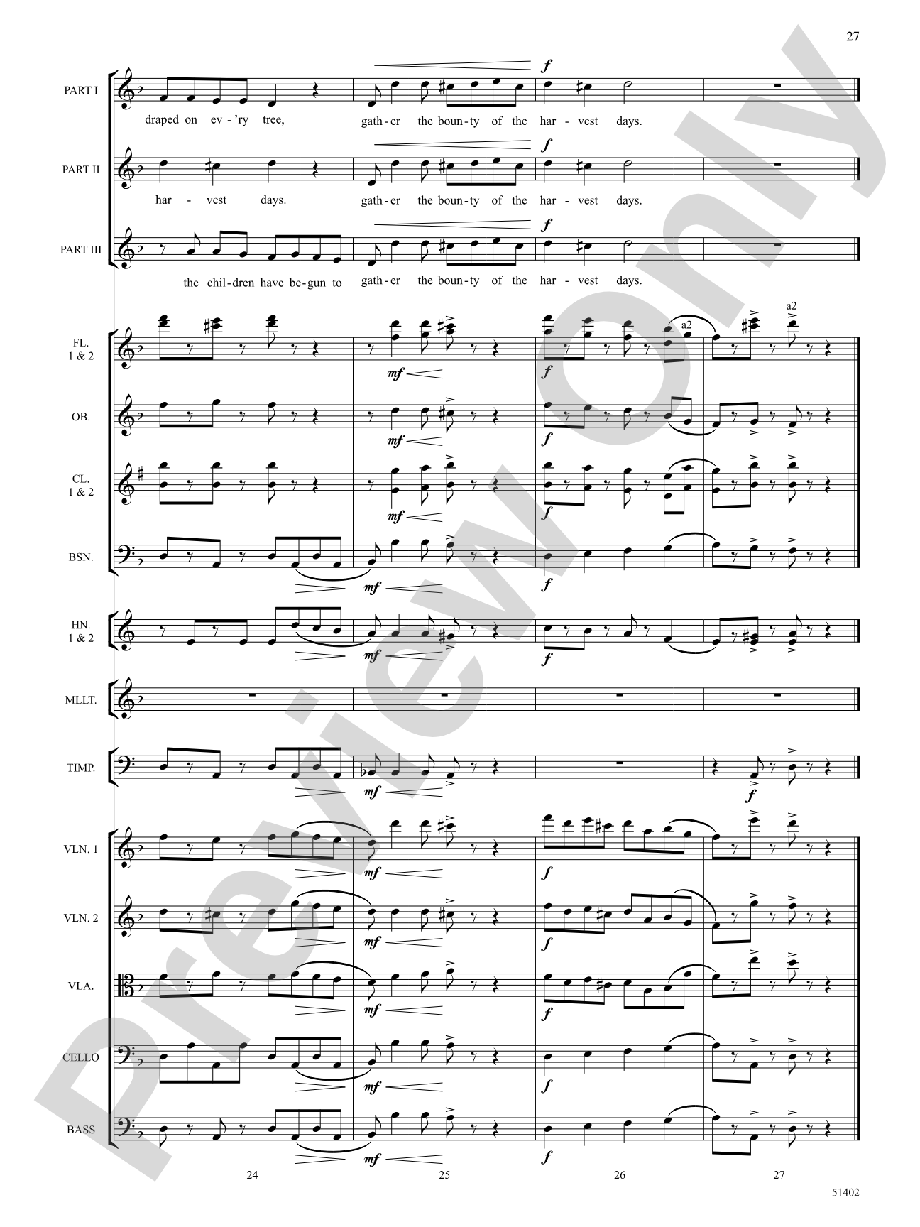 Four Seasonal Rounds: Orchestration