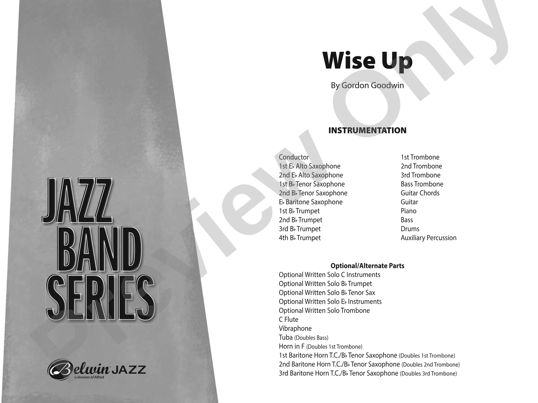 Wise Up: Jazz Ensemble Conductor Score & Parts