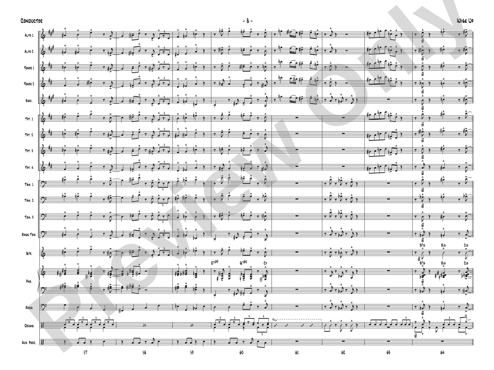 Wise Up: Jazz Ensemble Conductor Score & Parts