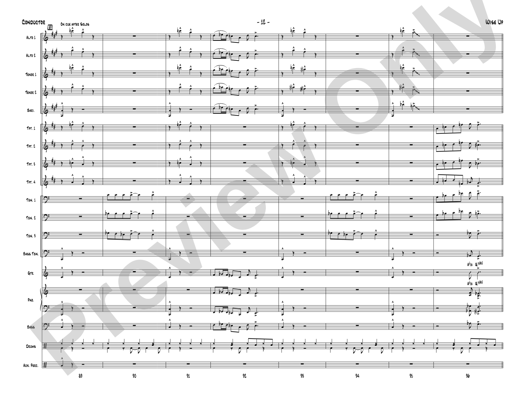 Wise Up: Jazz Ensemble Conductor Score & Parts