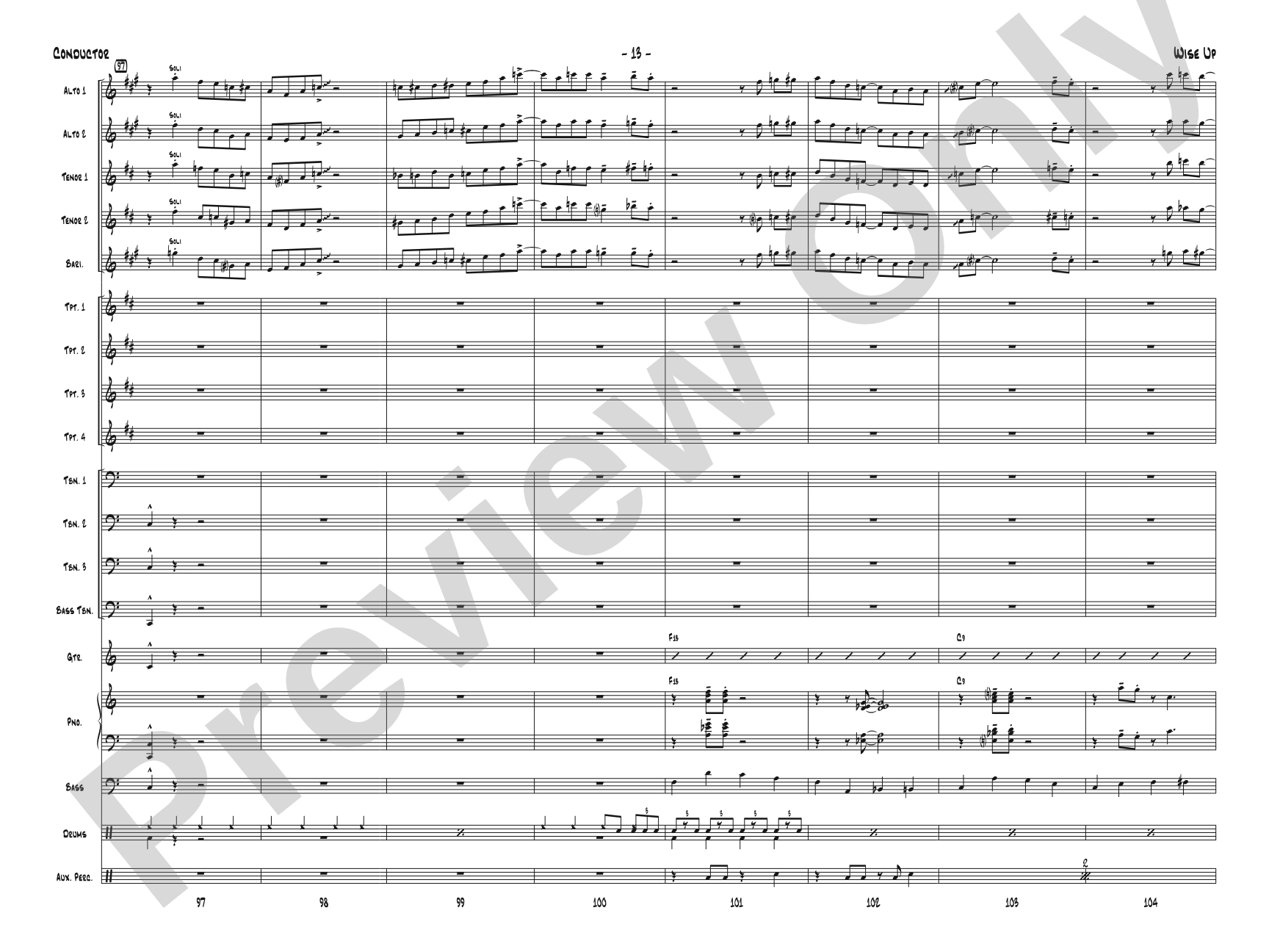 Wise Up: Jazz Ensemble Conductor Score & Parts
