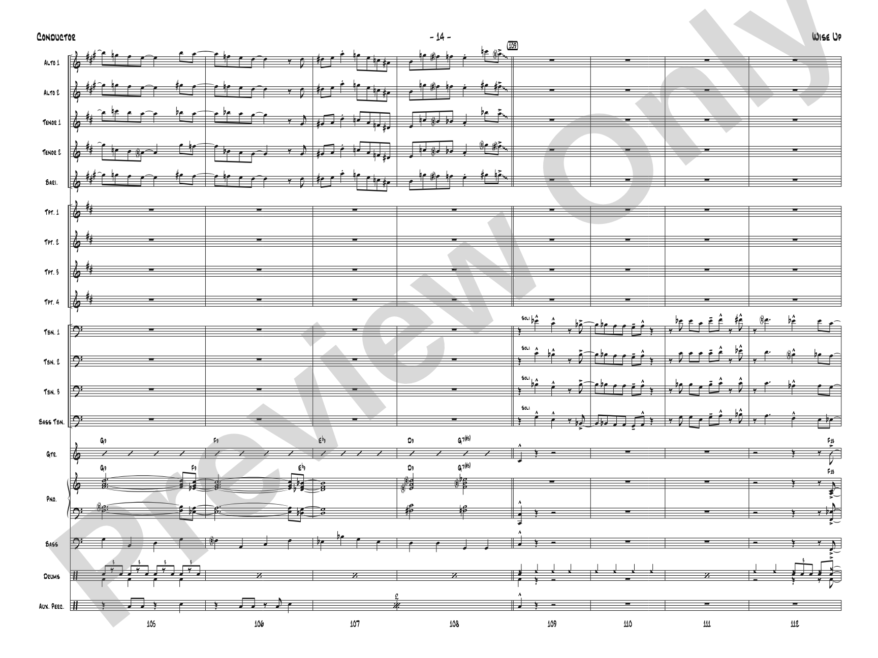 Wise Up: Jazz Ensemble Conductor Score & Parts