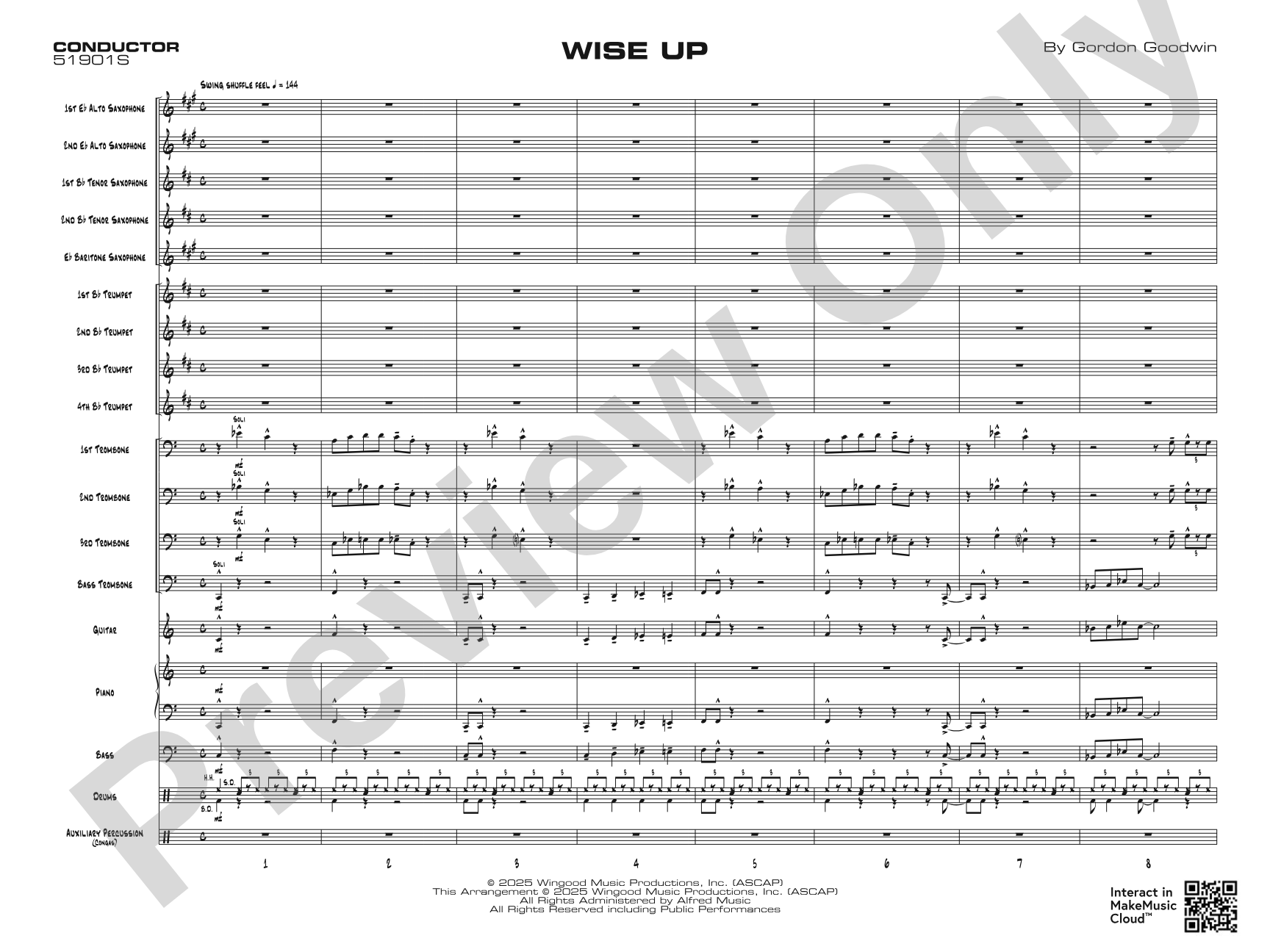 Wise Up: Jazz Ensemble Conductor Score & Parts