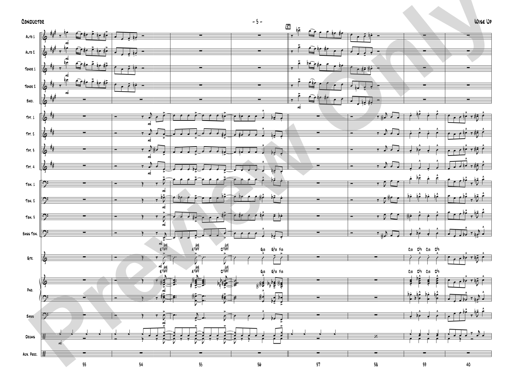 Wise Up: Jazz Ensemble Conductor Score & Parts
