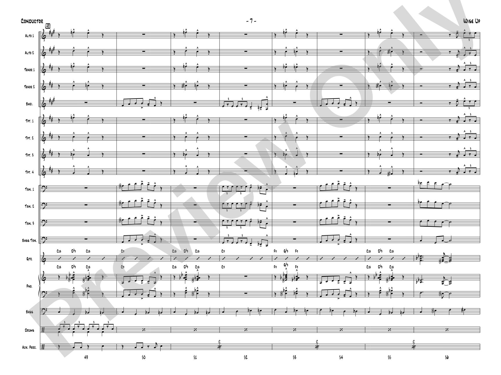 Wise Up: Jazz Ensemble Conductor Score & Parts