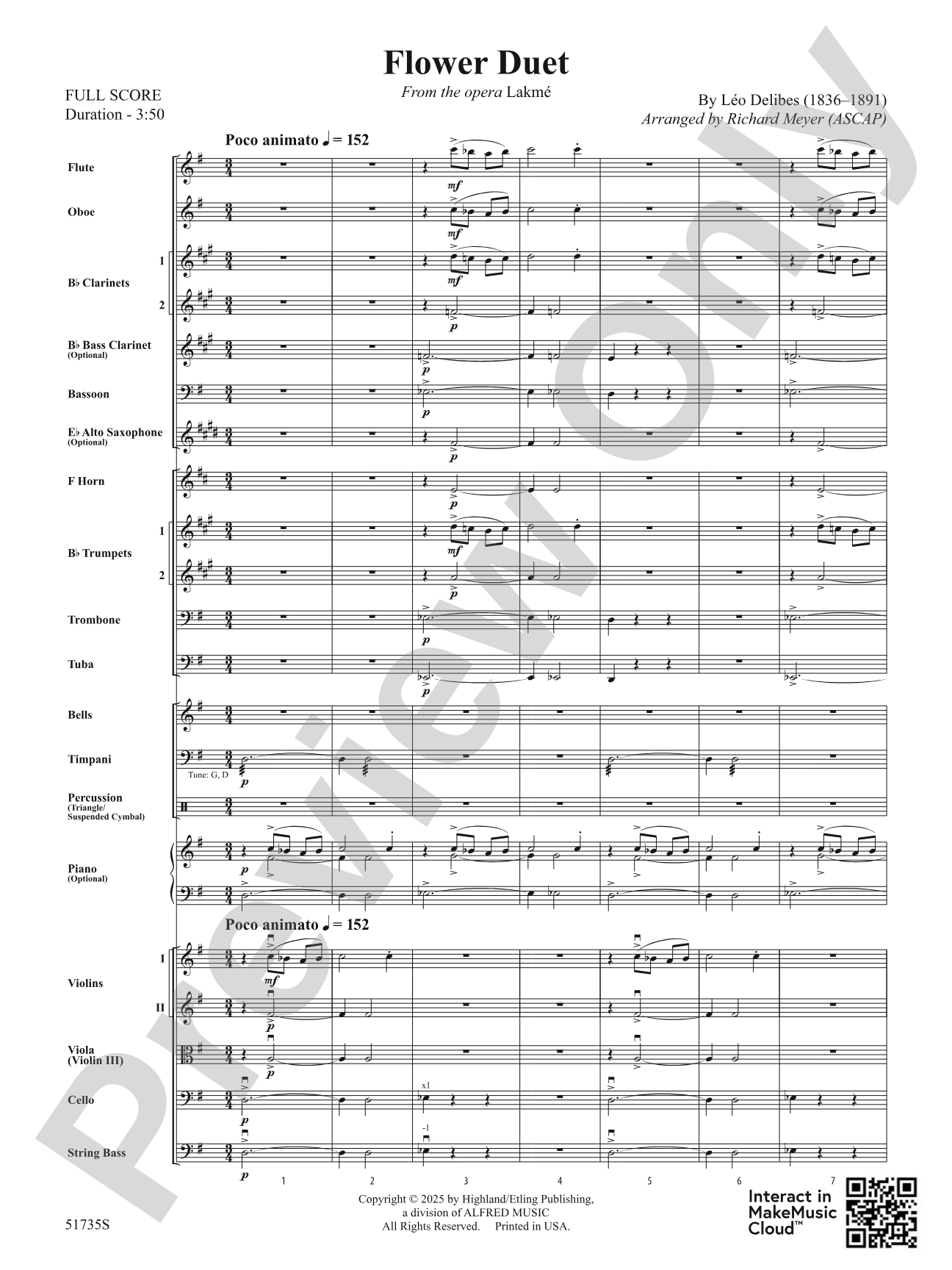 Flower Duet: Full Orchestra Conductor Score & Parts