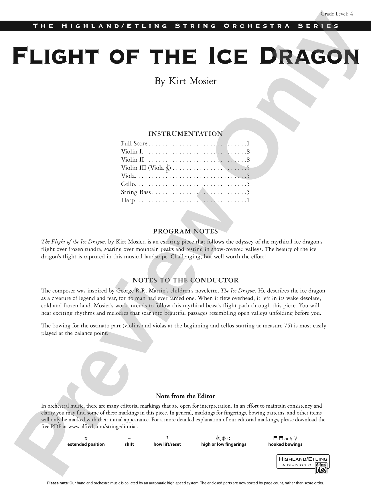 Flight of the Ice Dragon: String Orchestra Conductor Score & Parts