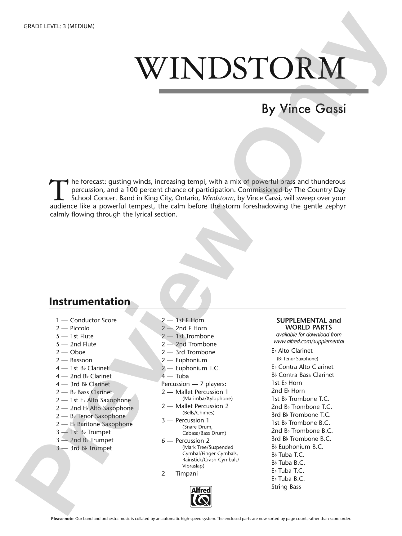 Windstorm: Concert Band Conductor Score & Parts