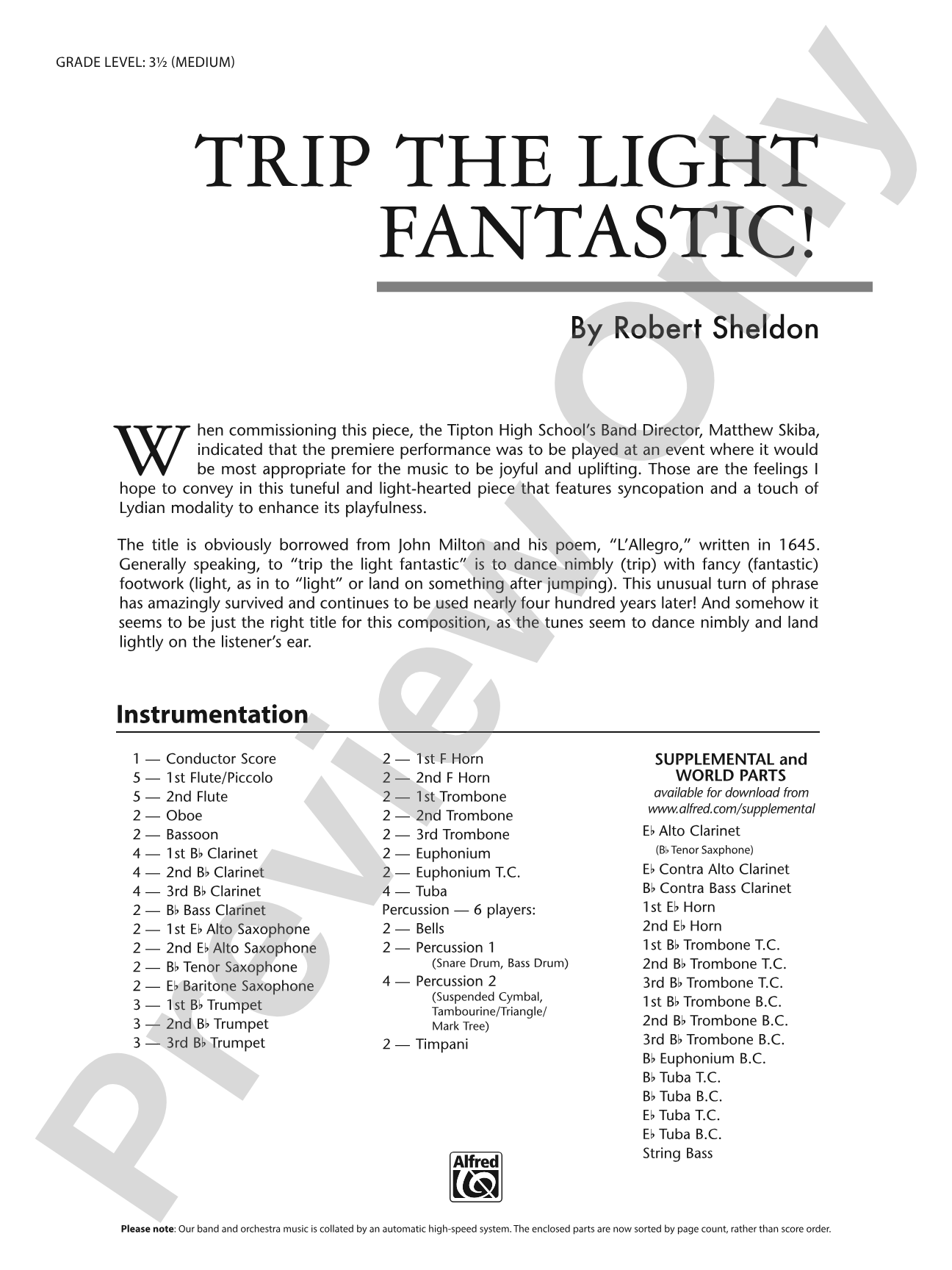 Trip the Light Fantastic!: Score