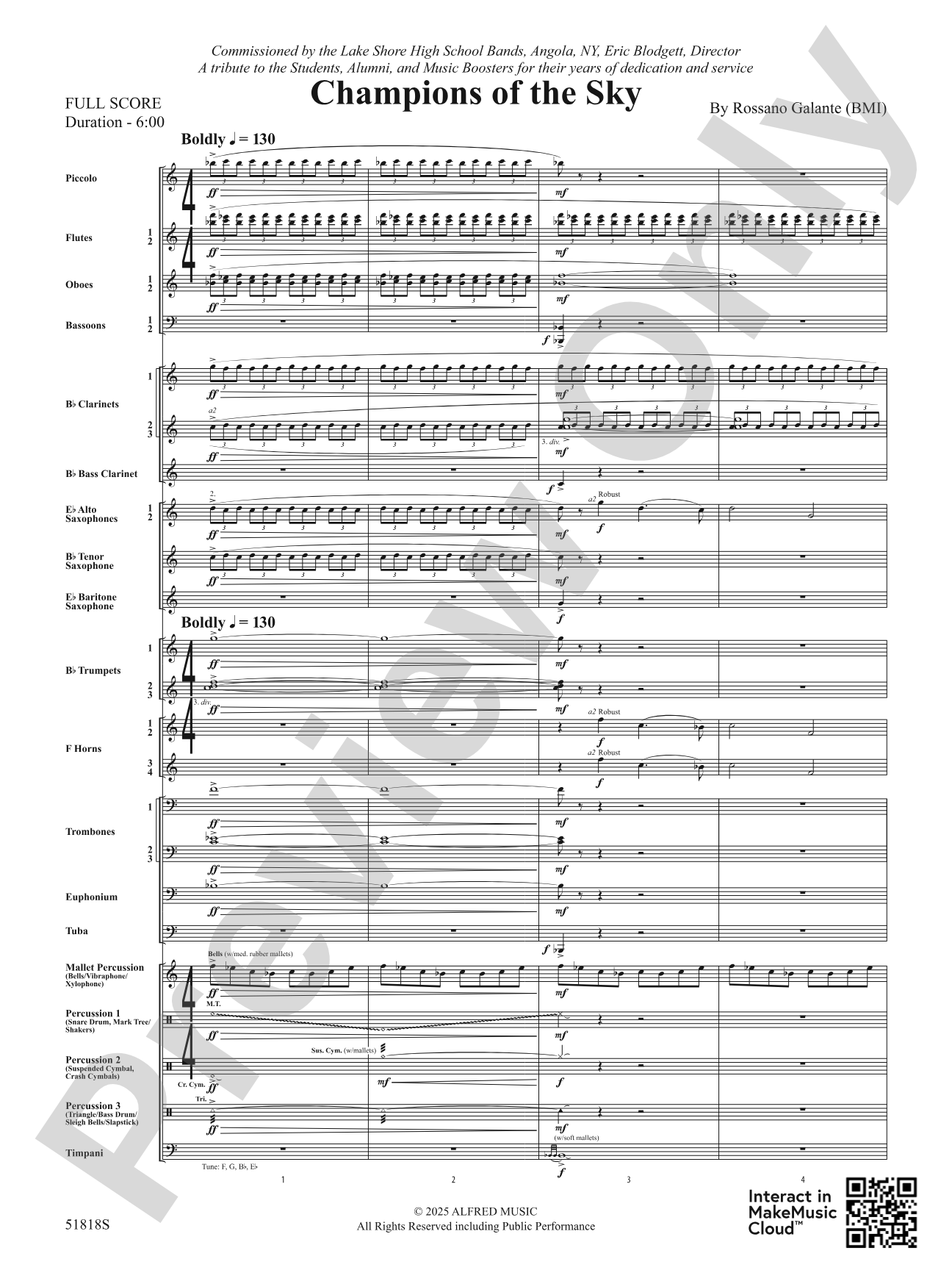 Champions of the Sky: Concert Band Conductor Score & Parts