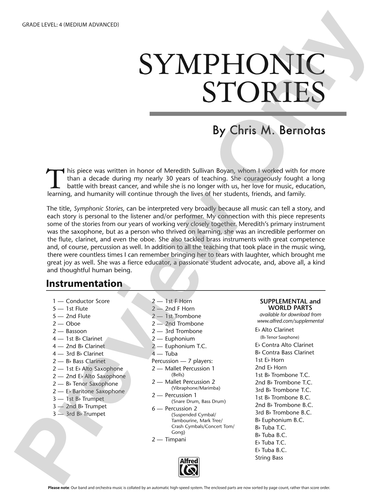 Symphonic Stories: Concert Band Conductor Score & Parts