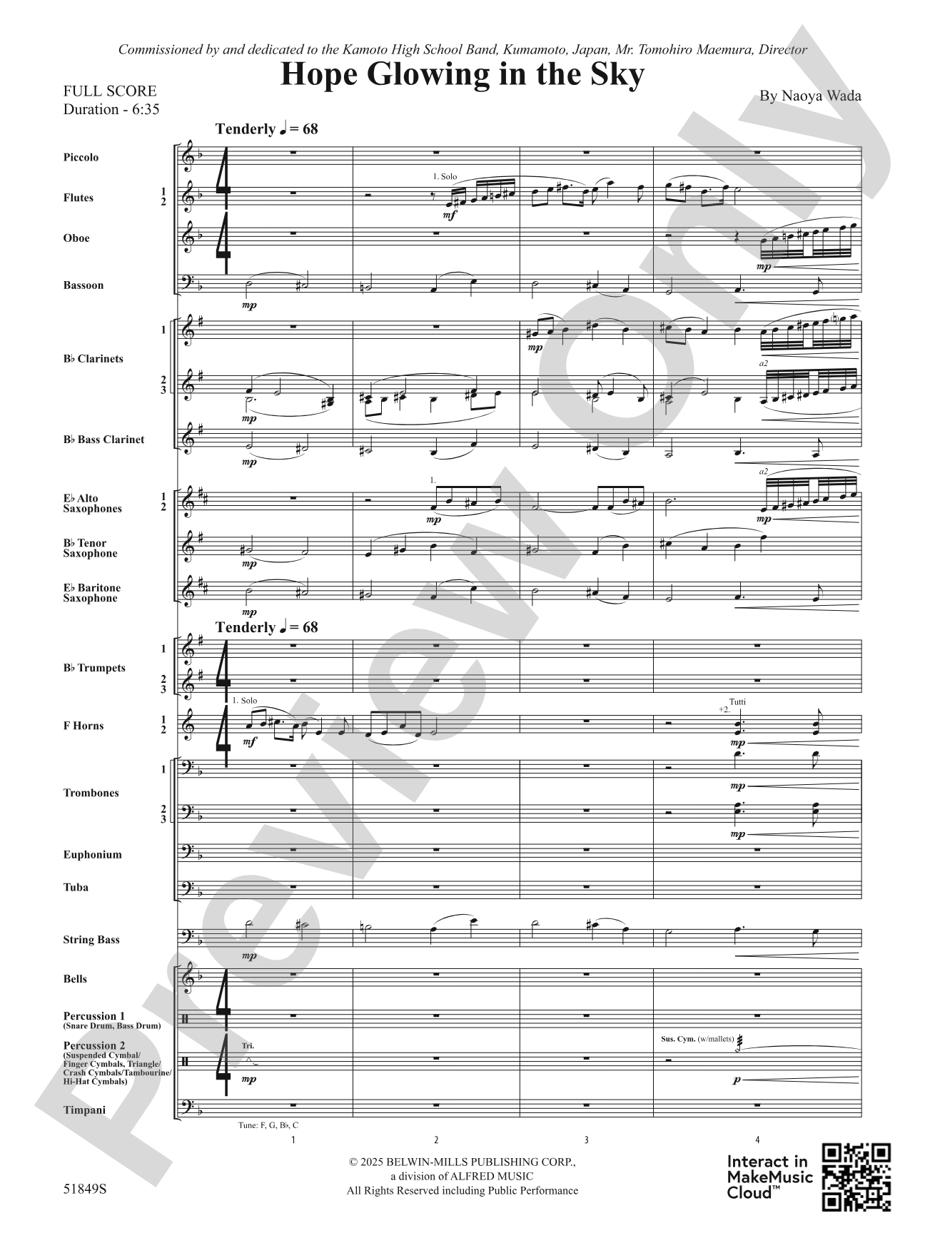 Hope Glowing in the Sky: Concert Band Conductor Score & Parts