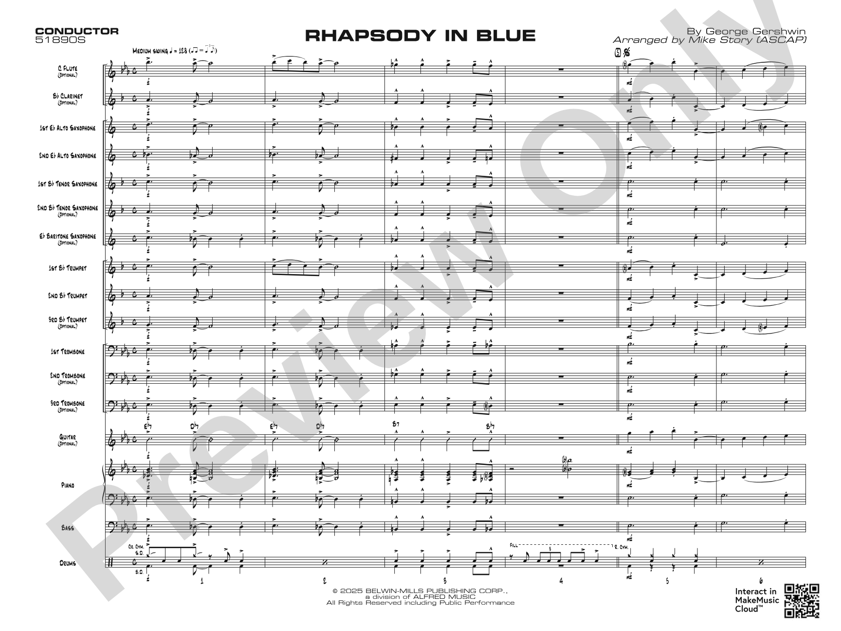 Rhapsody in Blue: Jazz Ensemble Conductor Score & Parts