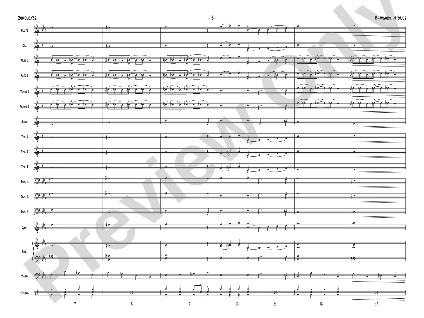 Rhapsody in Blue: Jazz Ensemble Conductor Score & Parts