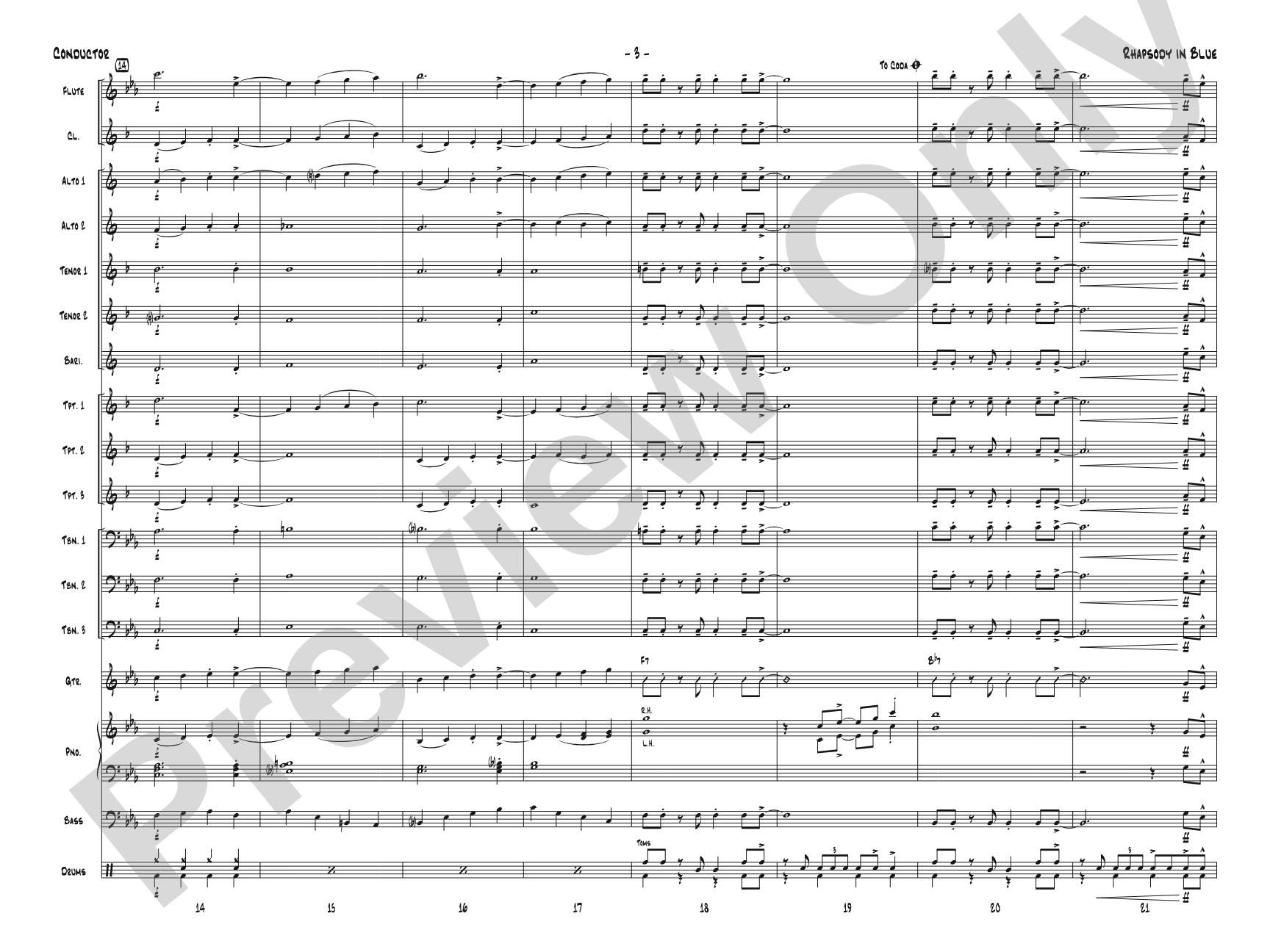 Rhapsody in Blue: Jazz Ensemble Conductor Score & Parts